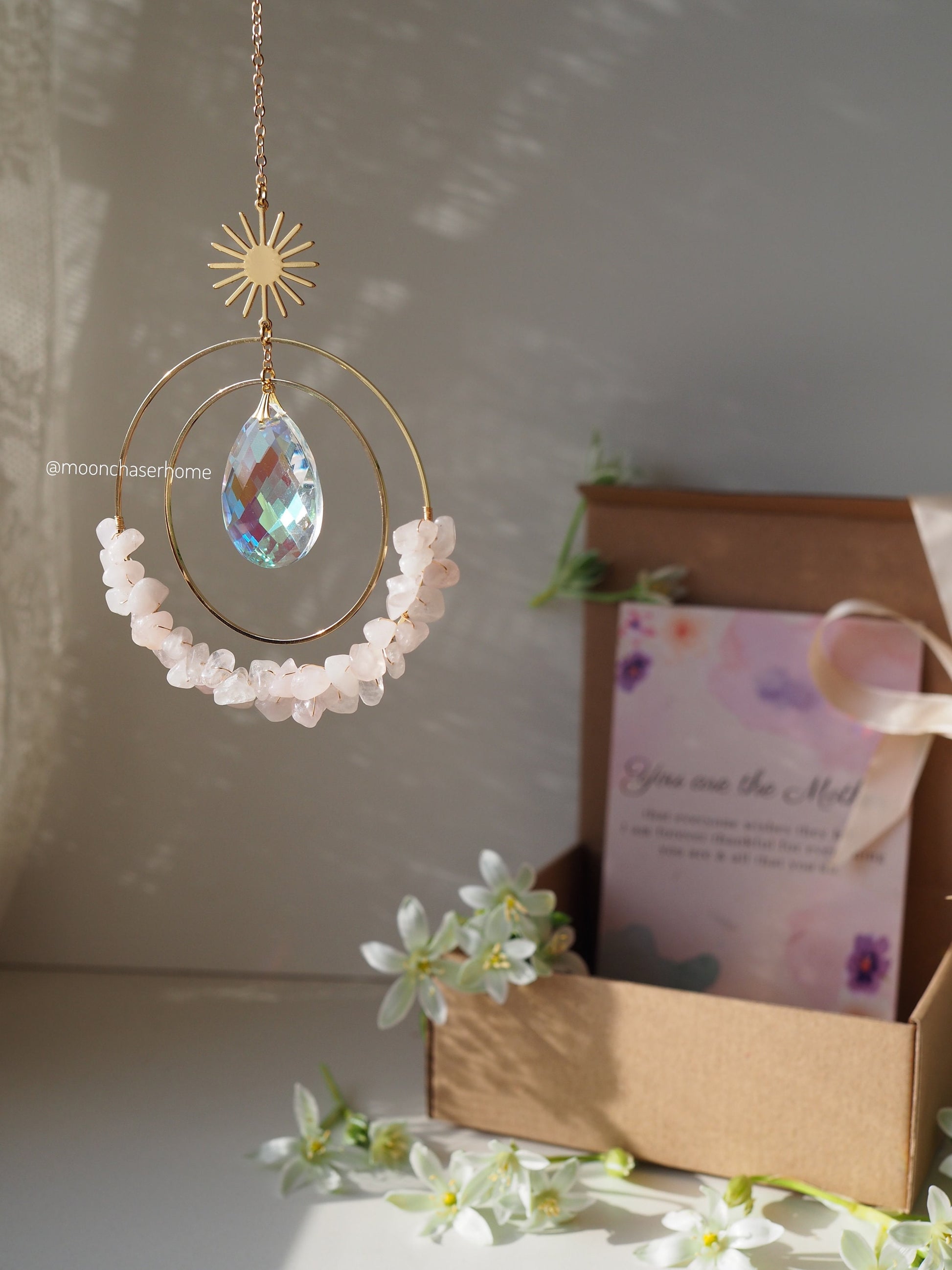 Mother's day personalized gift 18k gold plated suncather and gift card for Mom uique gift for Mothers