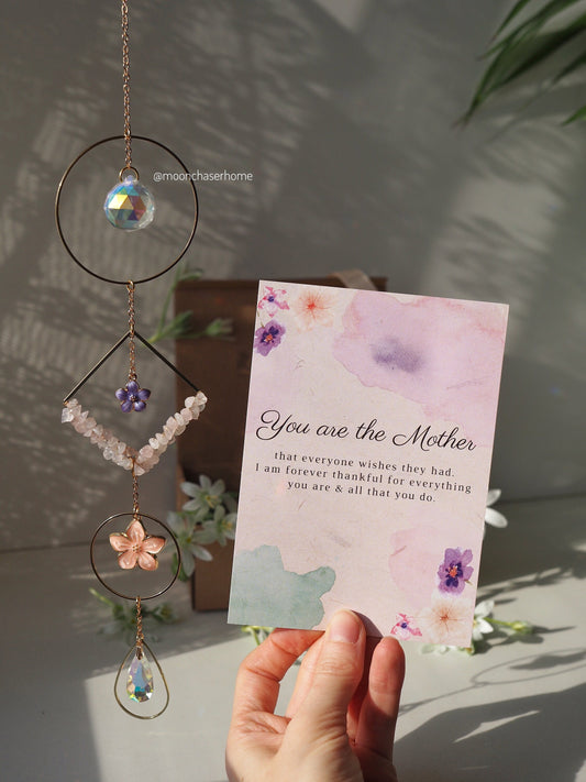 Mother's day personalized gift 18k gold plated  suncather with flower pendants and gift card for Mom uique gift for Mothers