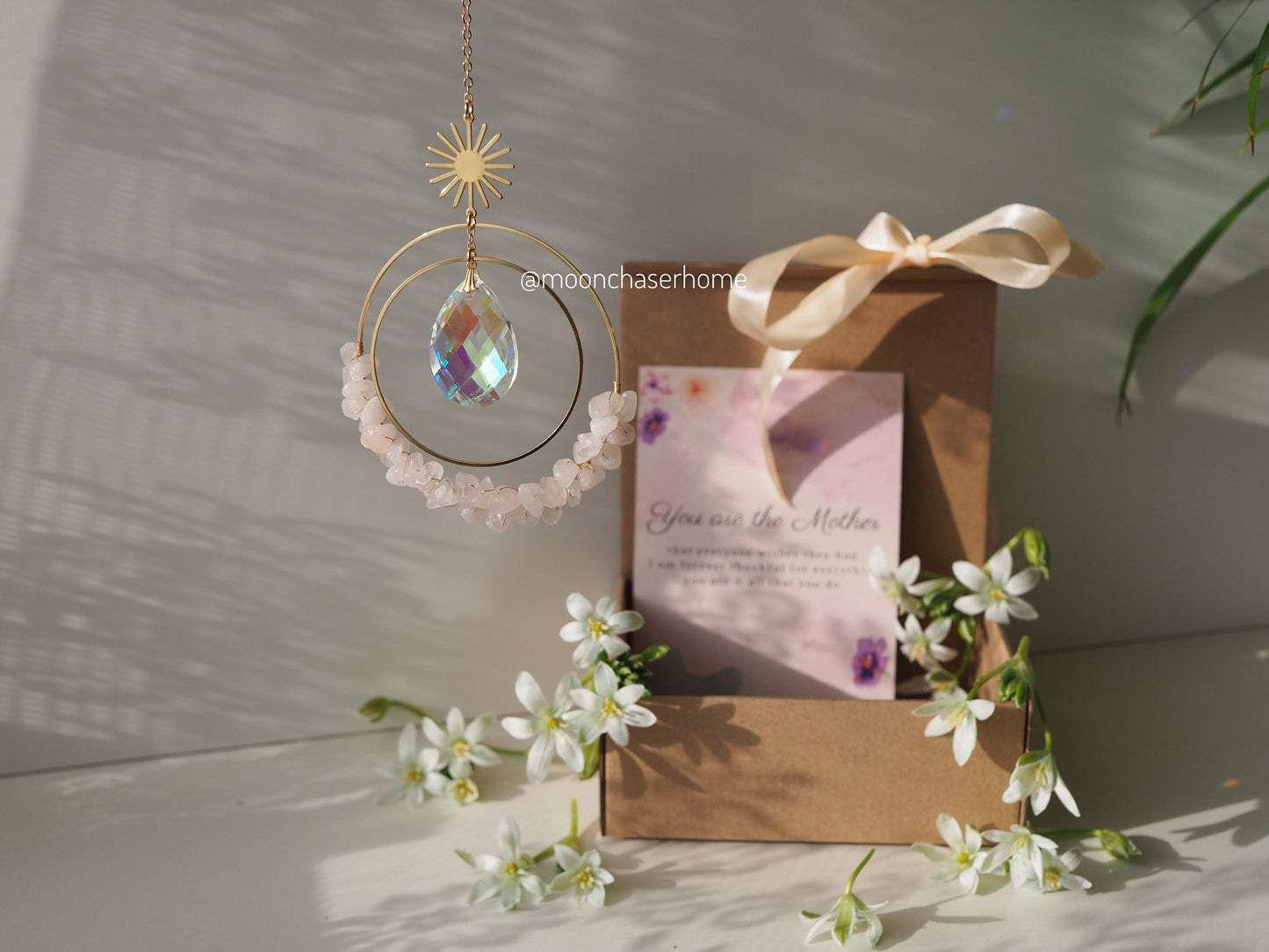 Mother's day personalized gift 18k gold plated suncather and gift card for Mom uique gift for Mothers