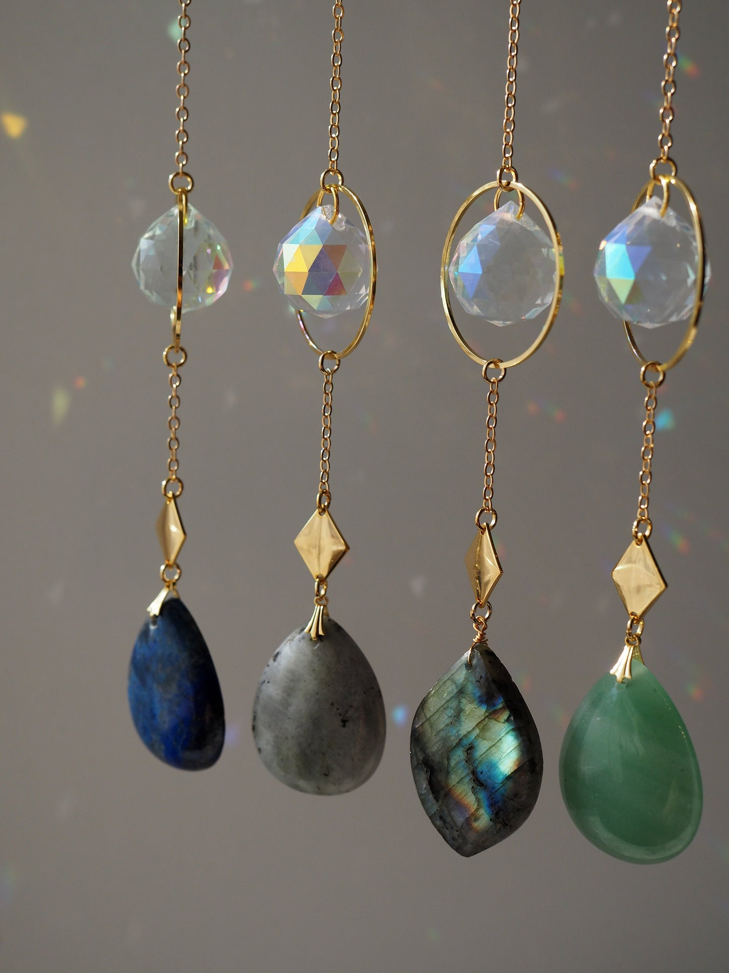 Kofun suncatcher, natural crytsal and aurora borealis crystals, Birthday gift, rainbow prism, gift for her, home decor, housewarming gifts