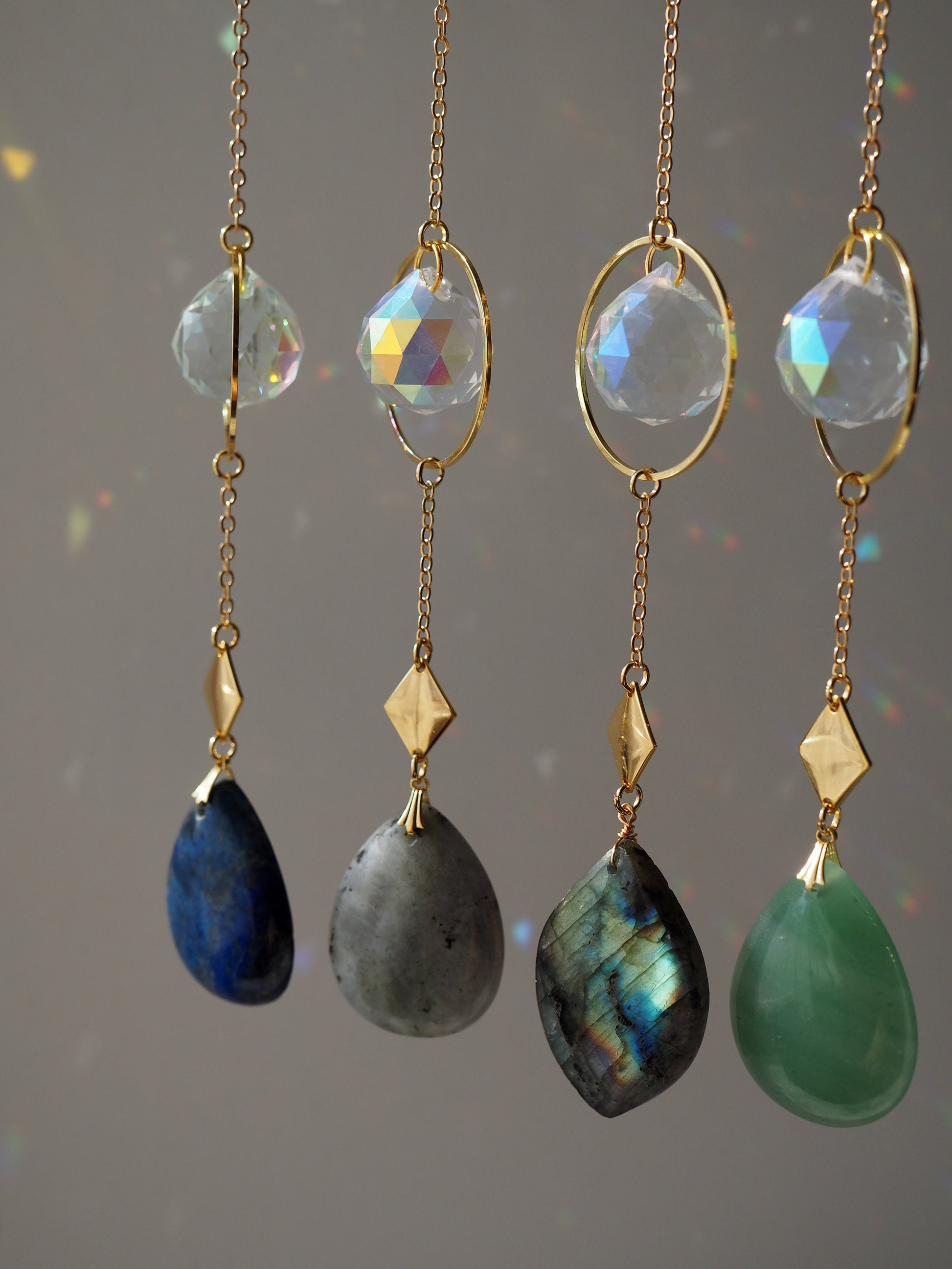 Kofun suncatcher, natural crytsal and aurora borealis crystals, Birthday gift, rainbow prism, gift for her, home decor, housewarming gifts