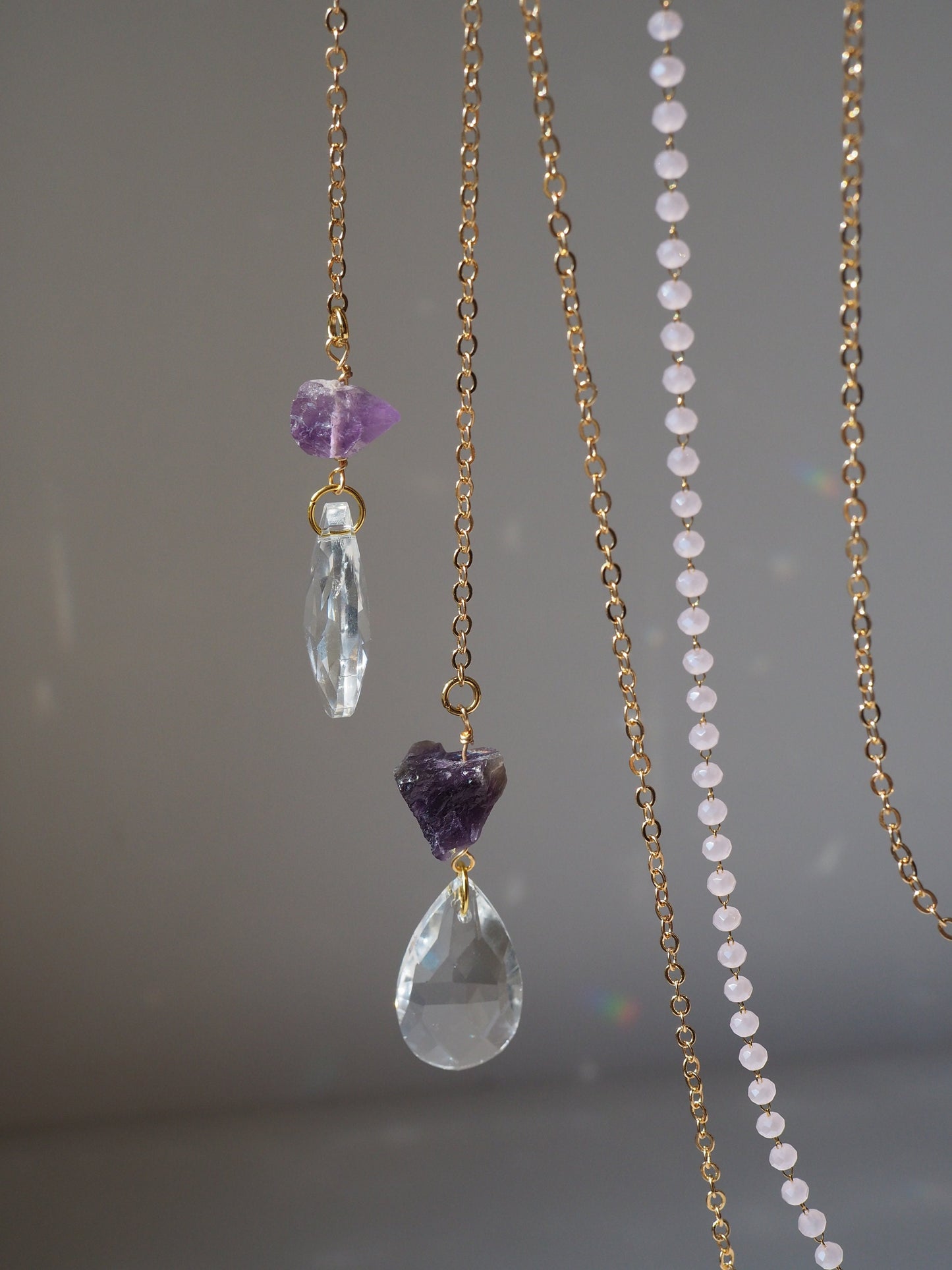 Nova AMETHYST crystal suncatcher 19cm/7,4″ gold circle big suncatcher