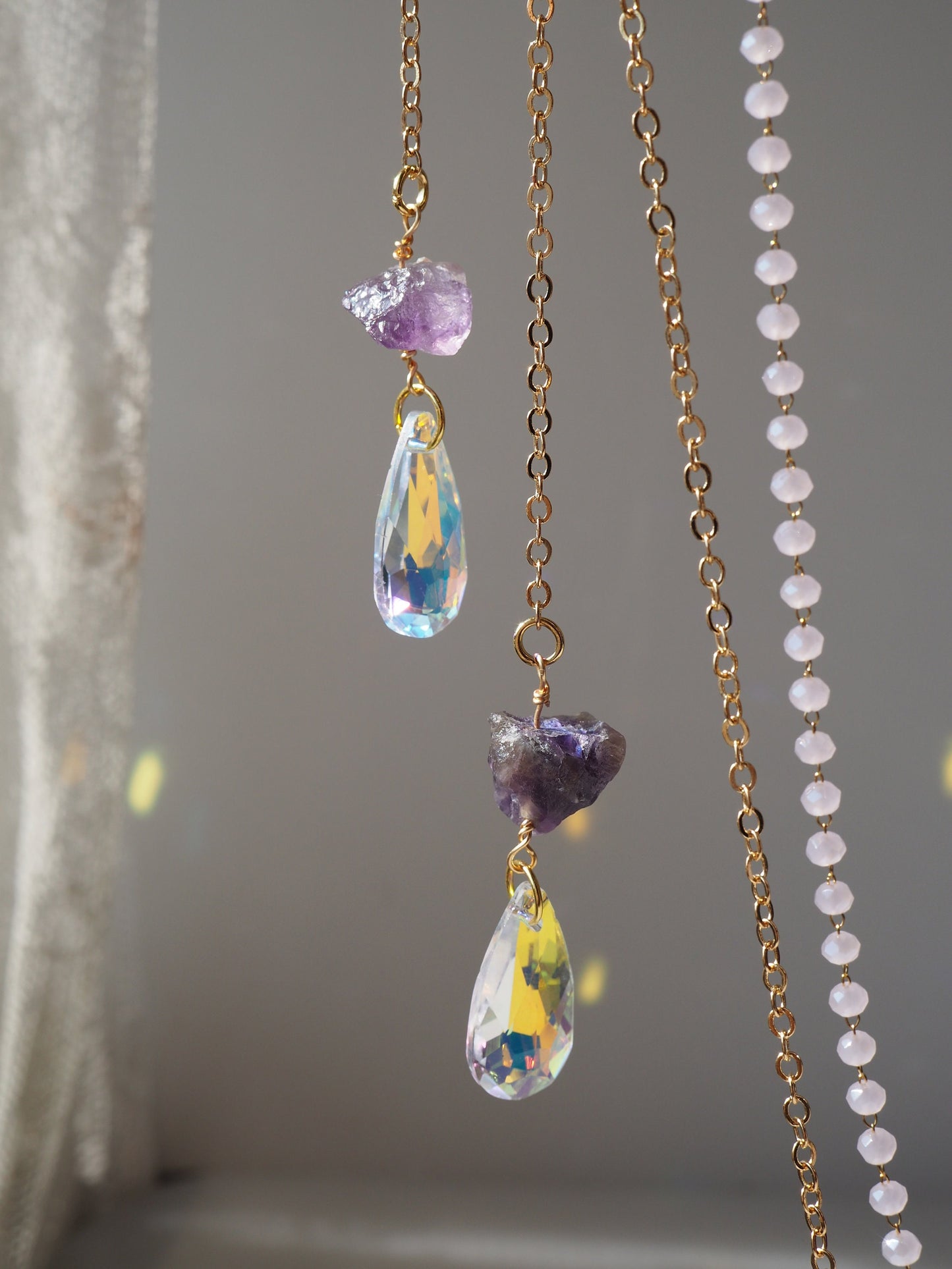 Nova AMETHYST crystal suncatcher 19cm/7,4″ gold circle big suncatcher