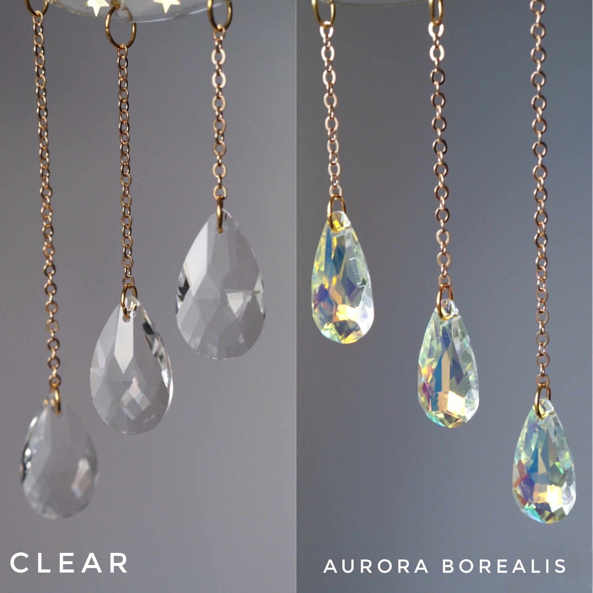 Carabbean Calcite Cresent moon suncatcher, hanging crystal
