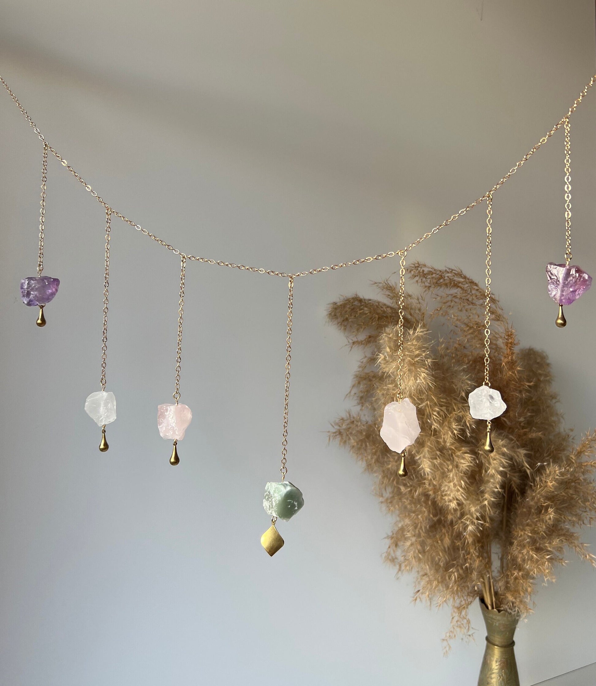 Avani- crystal garland, wall hanging crystal home decor healing crystals decor