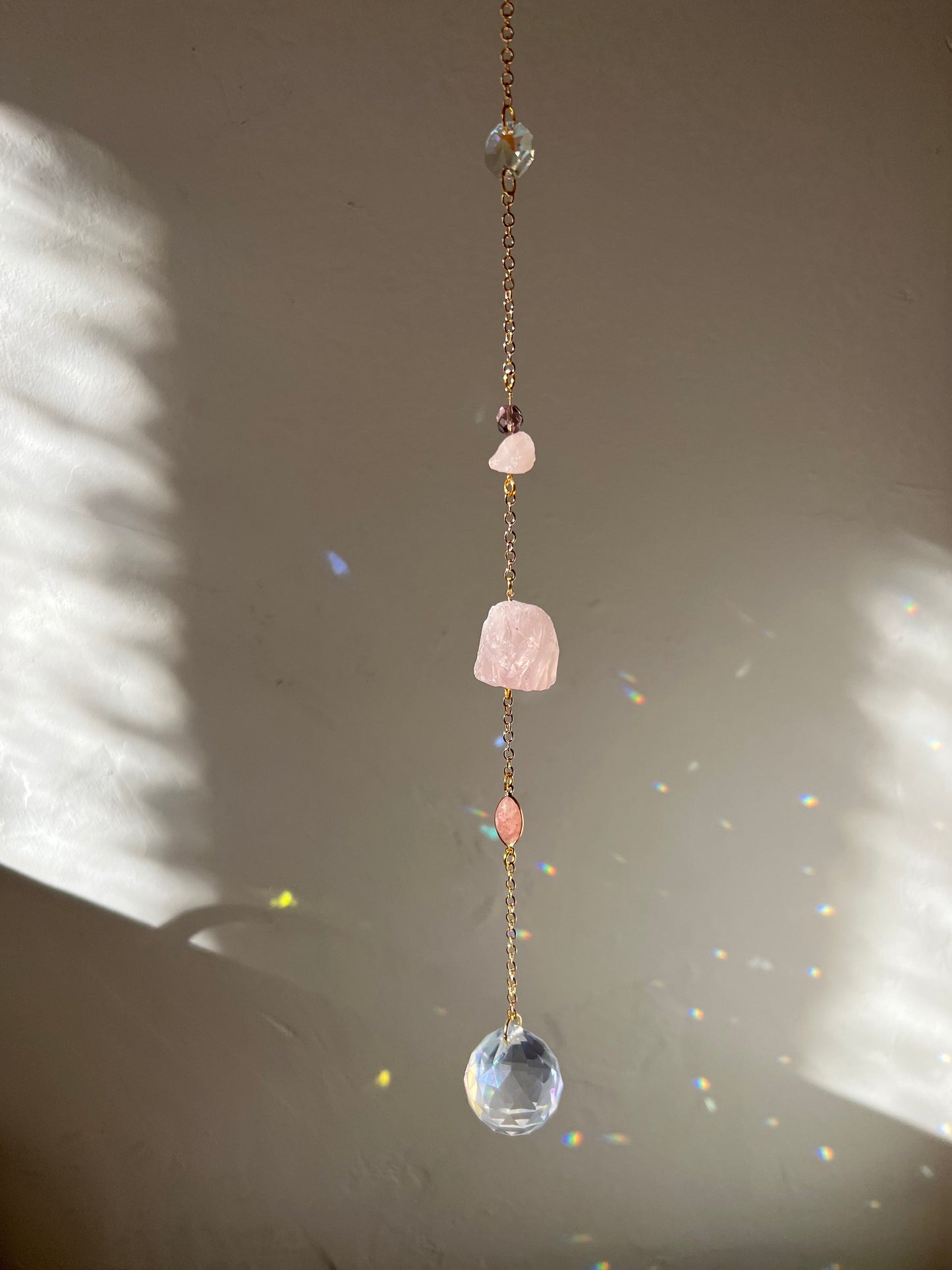 Rosie suncatcher for window, prism, window decor, rose quartz sonnenfänger
