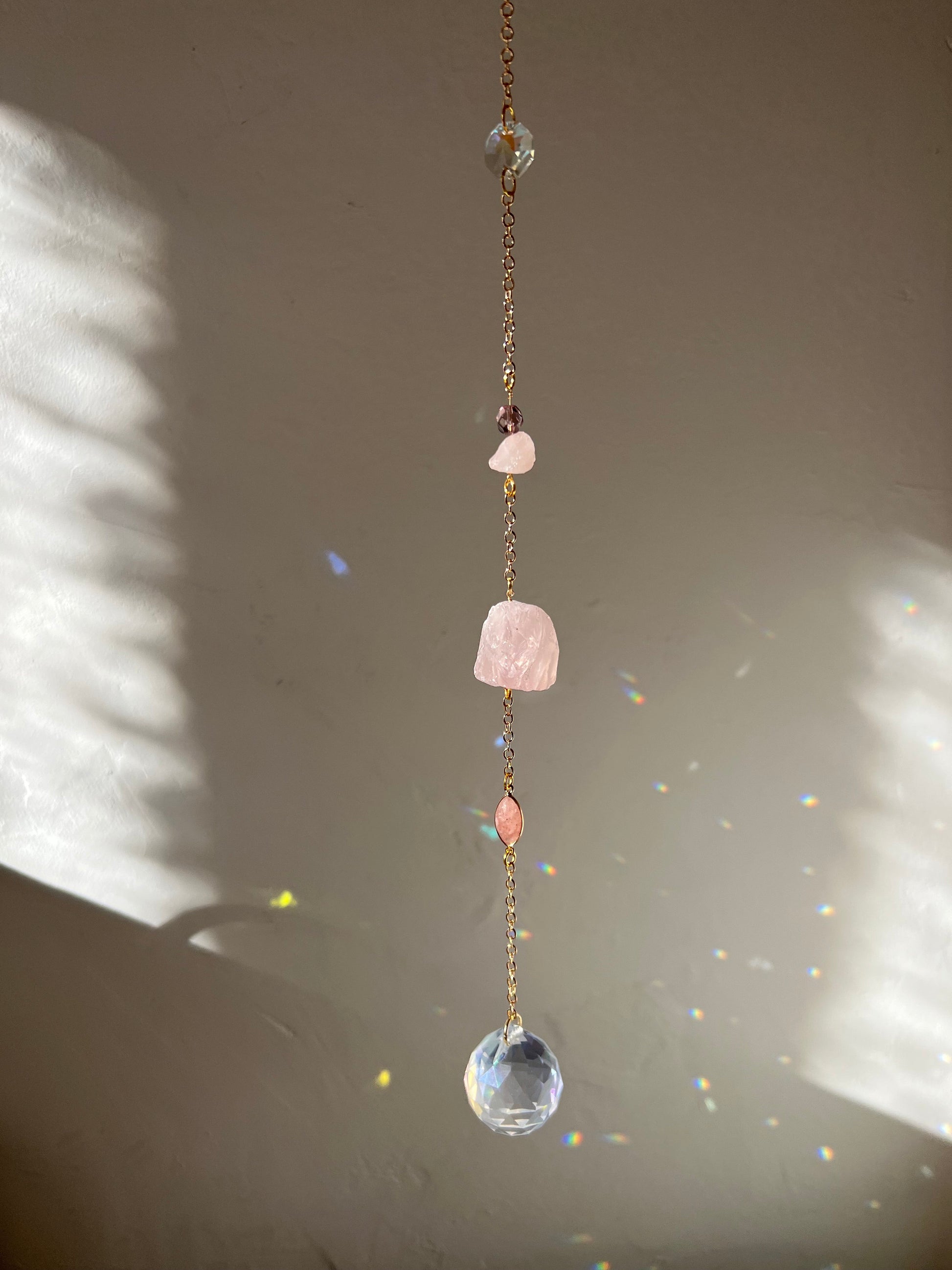 Rosie suncatcher for window, prism, window decor, rose quartz sonnenfänger