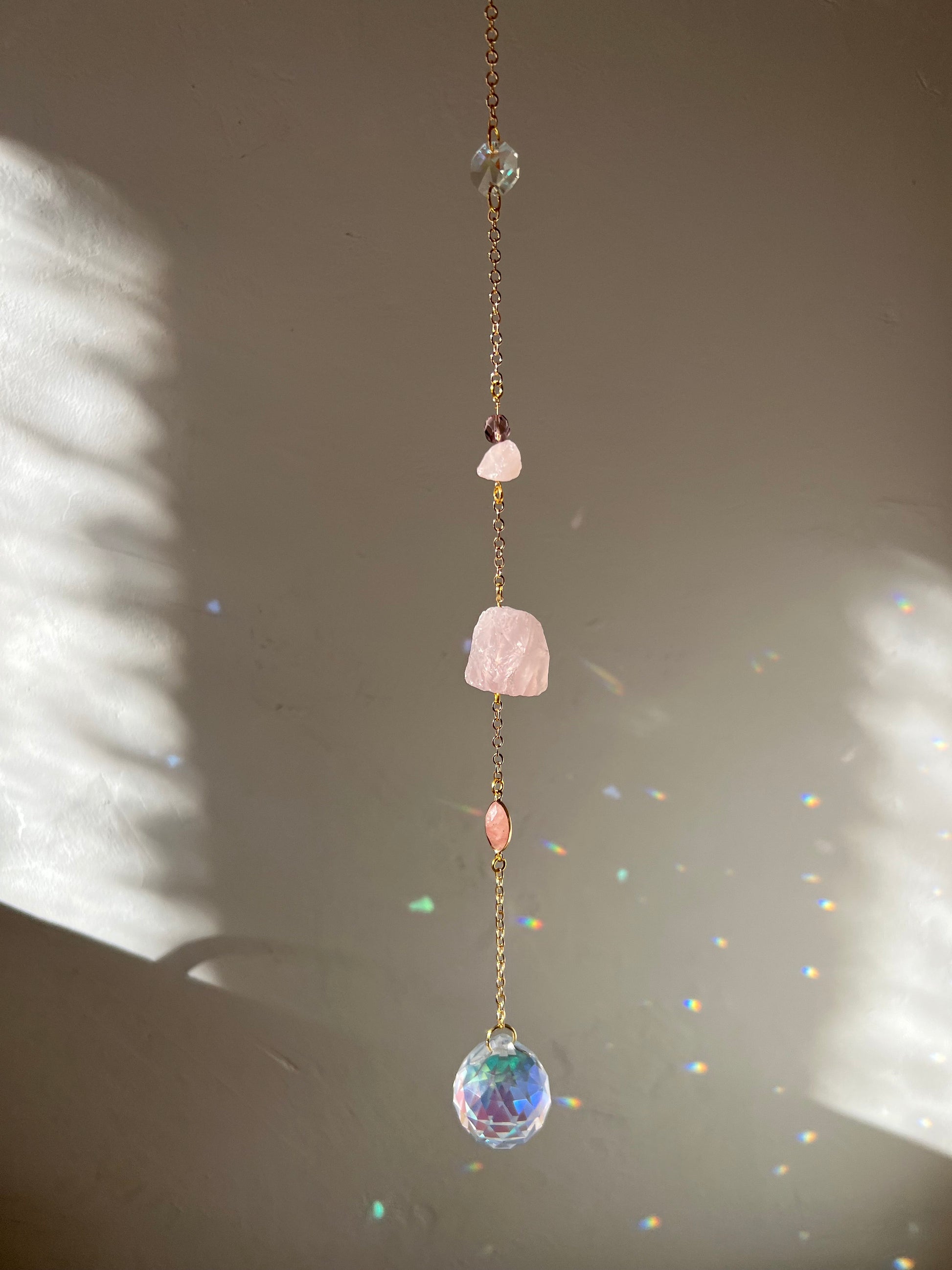 Rosie suncatcher for window, prism, window decor, rose quartz sonnenfänger