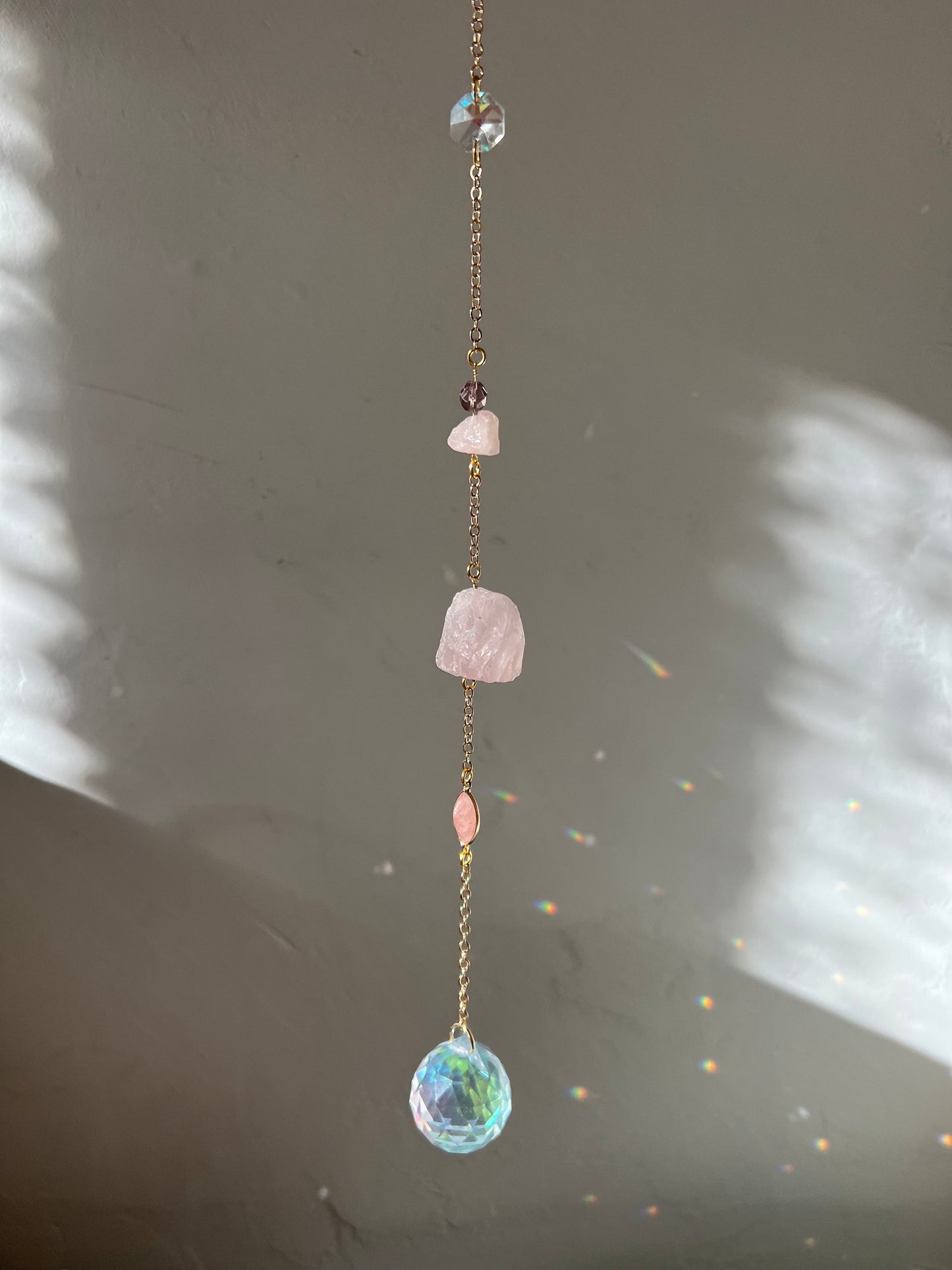 Rosie suncatcher for window, prism, window decor, rose quartz sonnenfänger