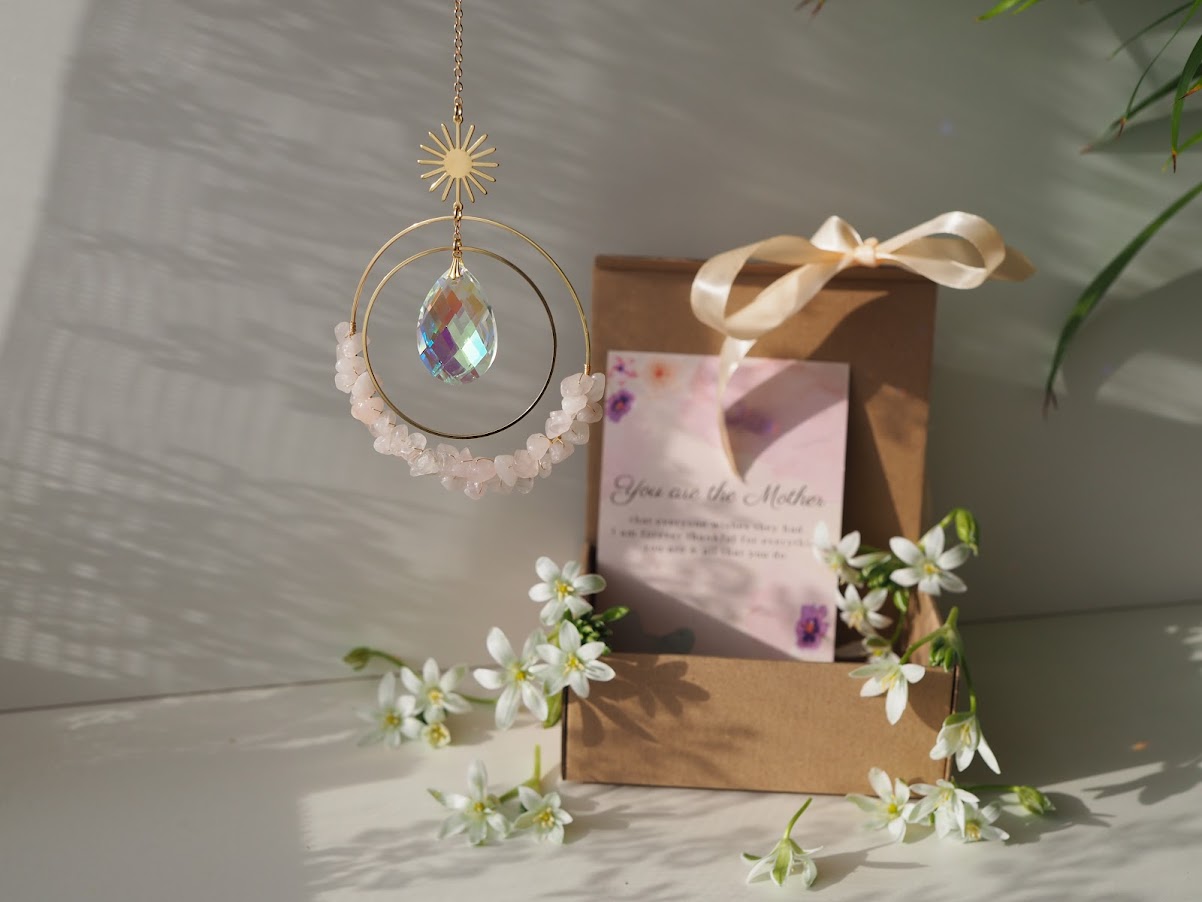 Mother's day personalized gift 18k gold plated suncather and gift card for Mom uique gift for Mothers