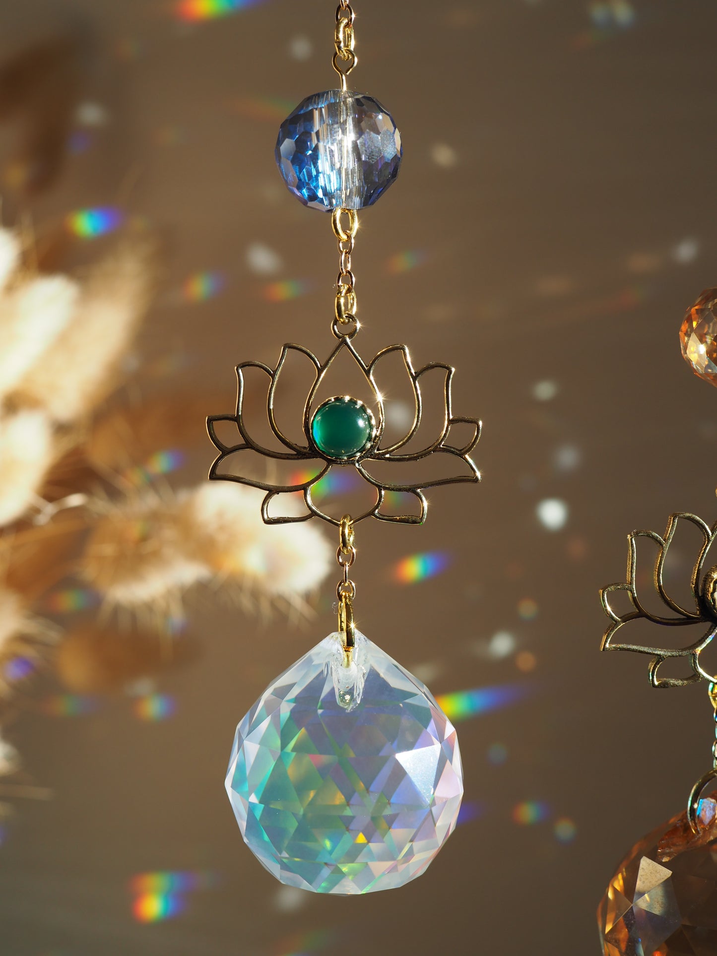 Lotus charm crystal suncatchers