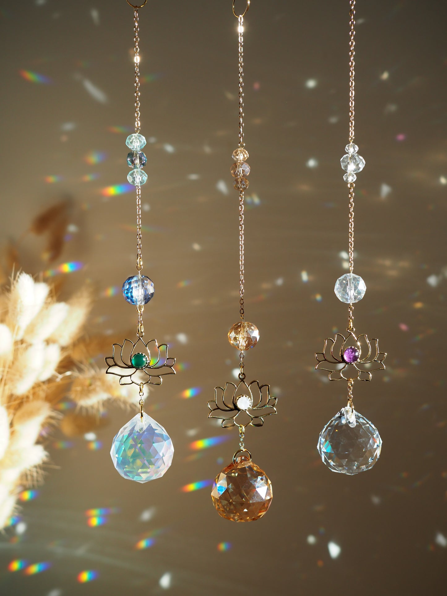 Lotus charm crystal suncatchers