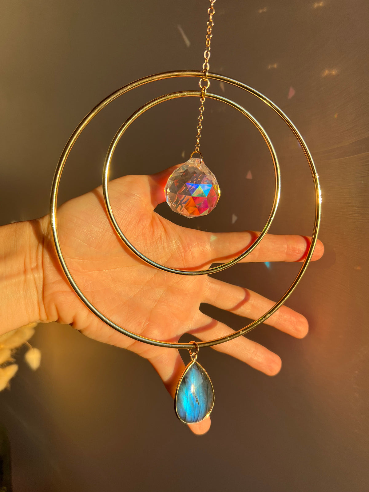 Flash labradorite suncatcher - Helios
