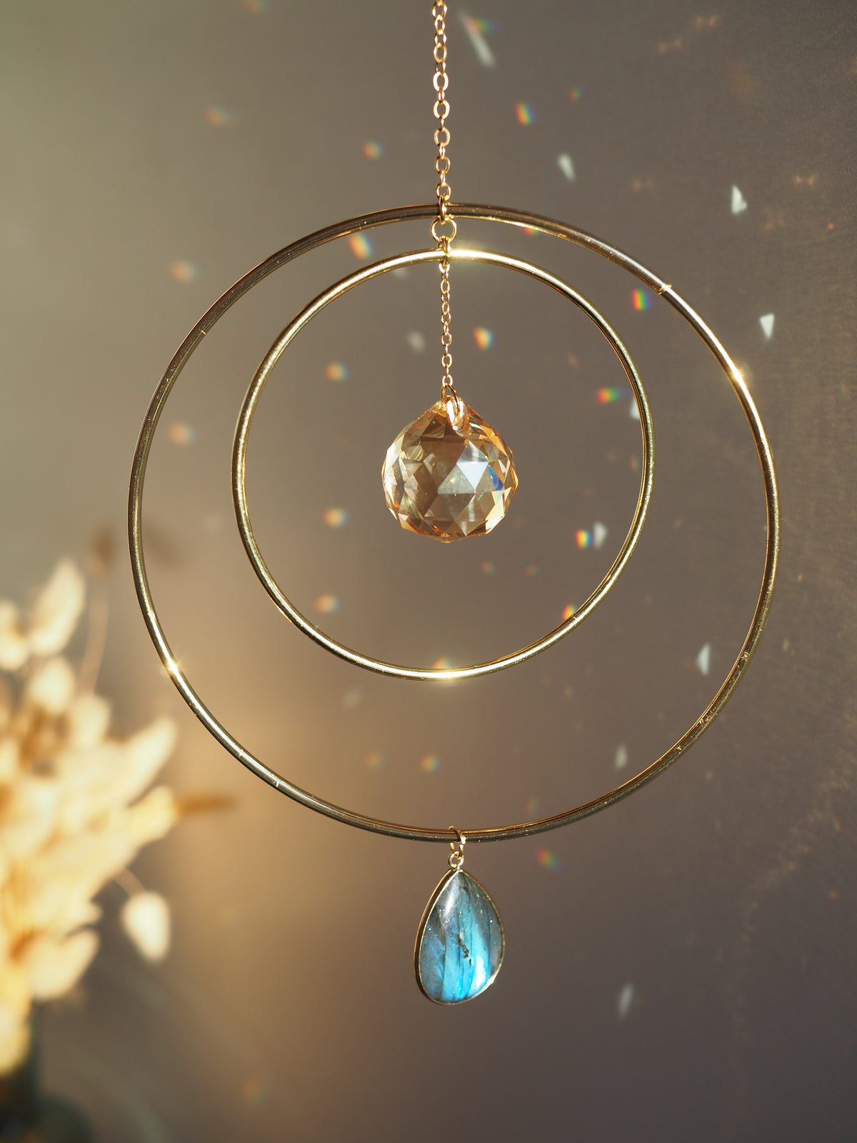 Flash labradorite suncatcher - Helios