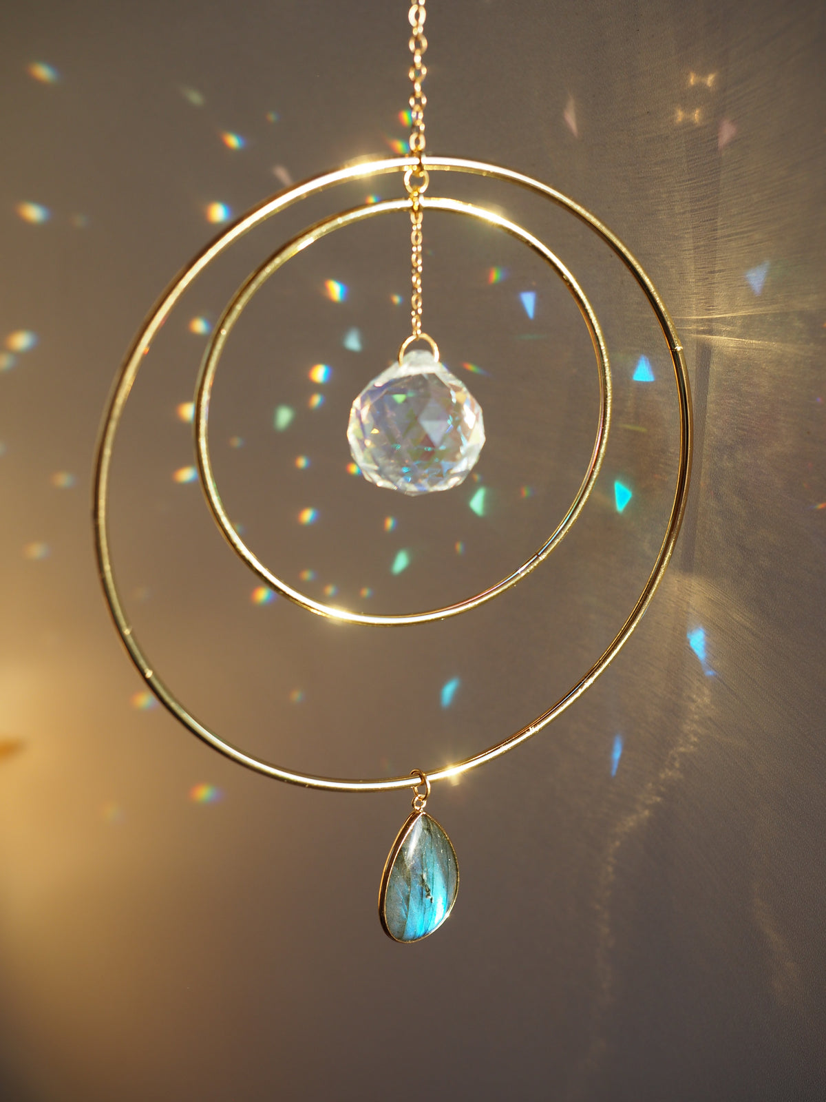 Flash labradorite suncatcher - Helios