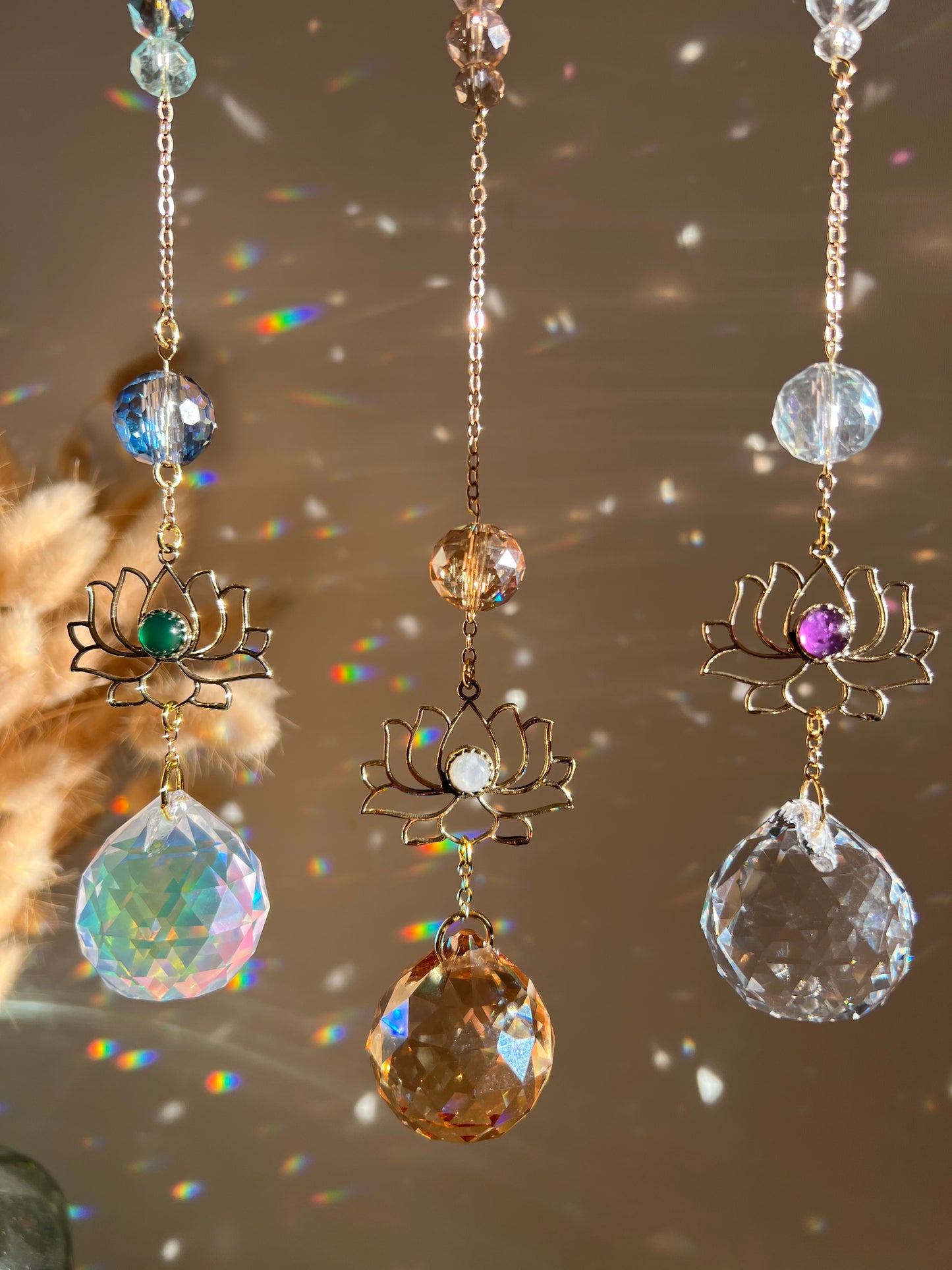 Lotus charm crystal suncatchers