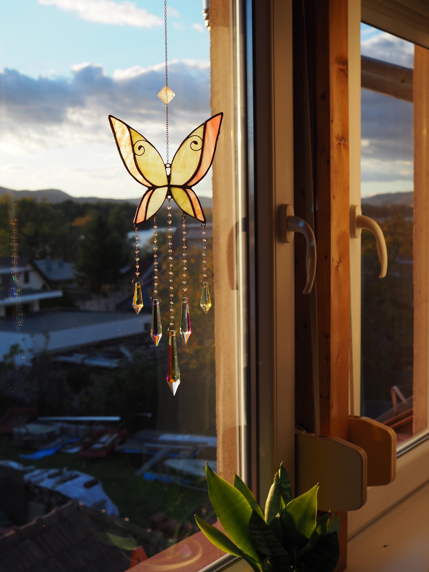 Stained glass butterfly suncatcher