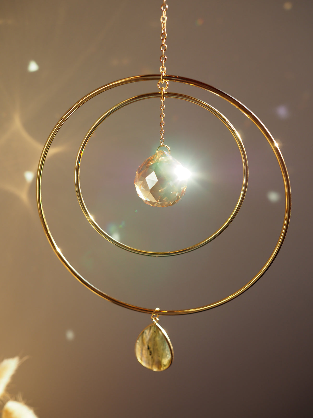 Flash labradorite suncatcher - Helios