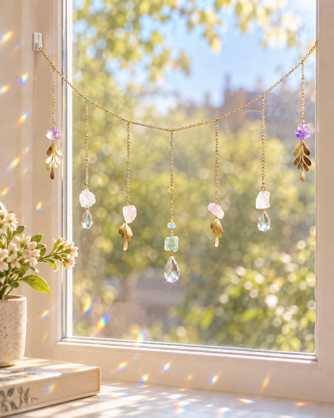 Shani- crystal garland suncatcher, wall hanging crystal, window chain home decor healing crystals decor