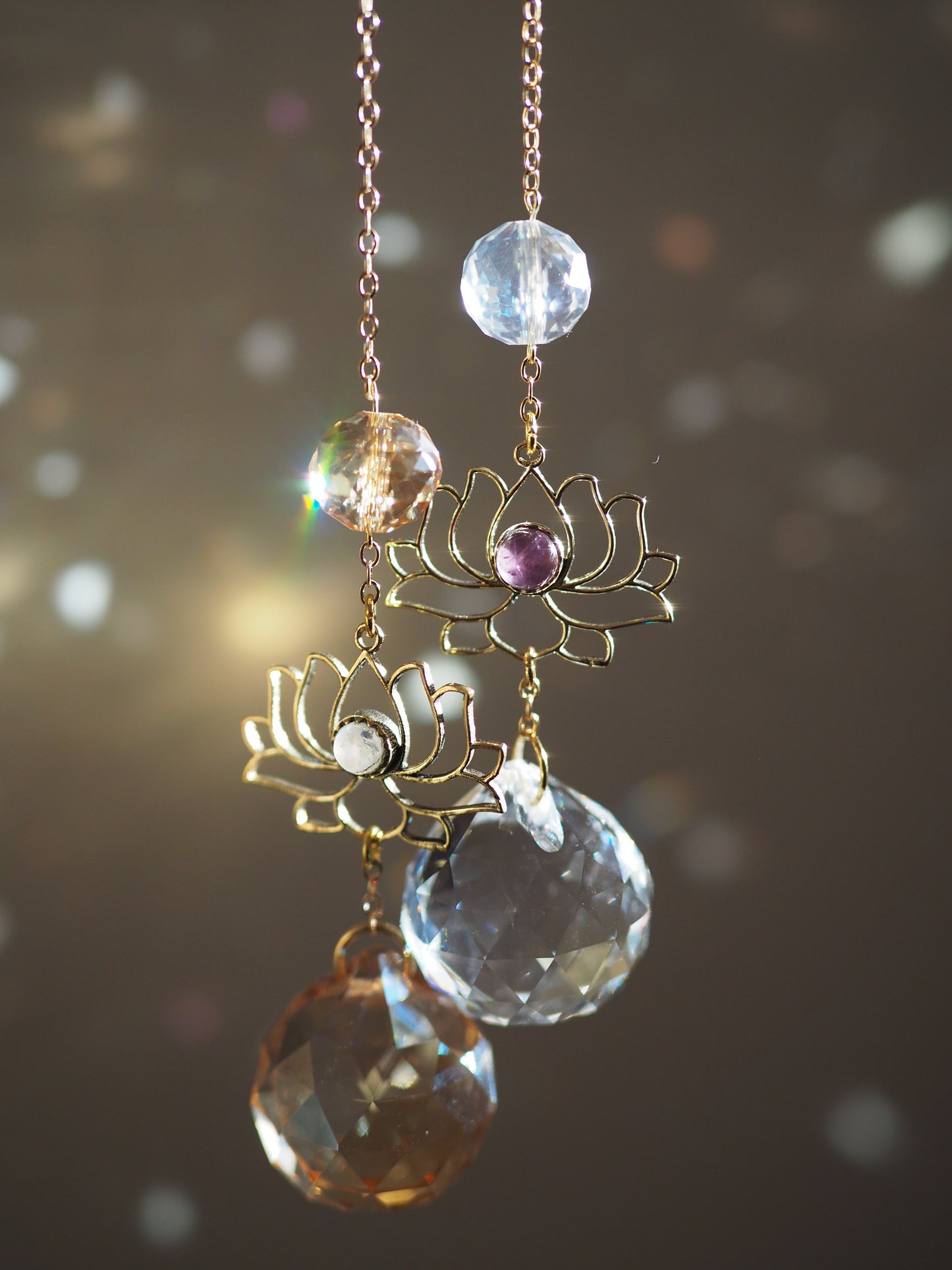 Lotus charm crystal suncatchers