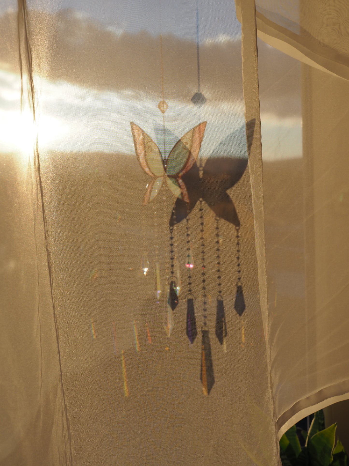 Stained glass butterfly suncatcher