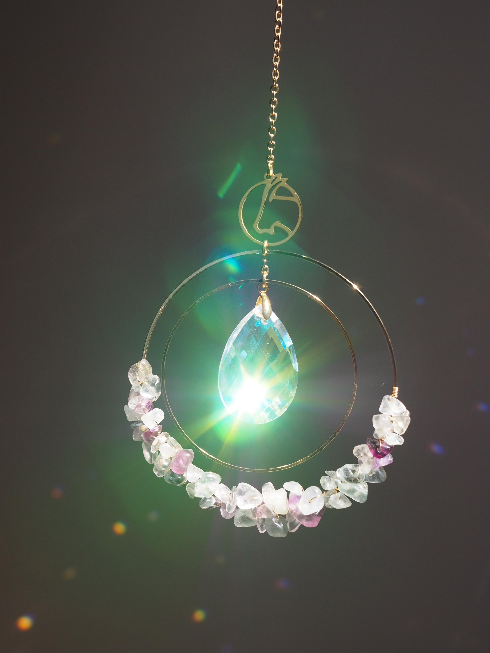 Horoscope gift Suncatcher with birthstone, Aziza prism, car charm with gemstones, zodiac sign birthday gift for her