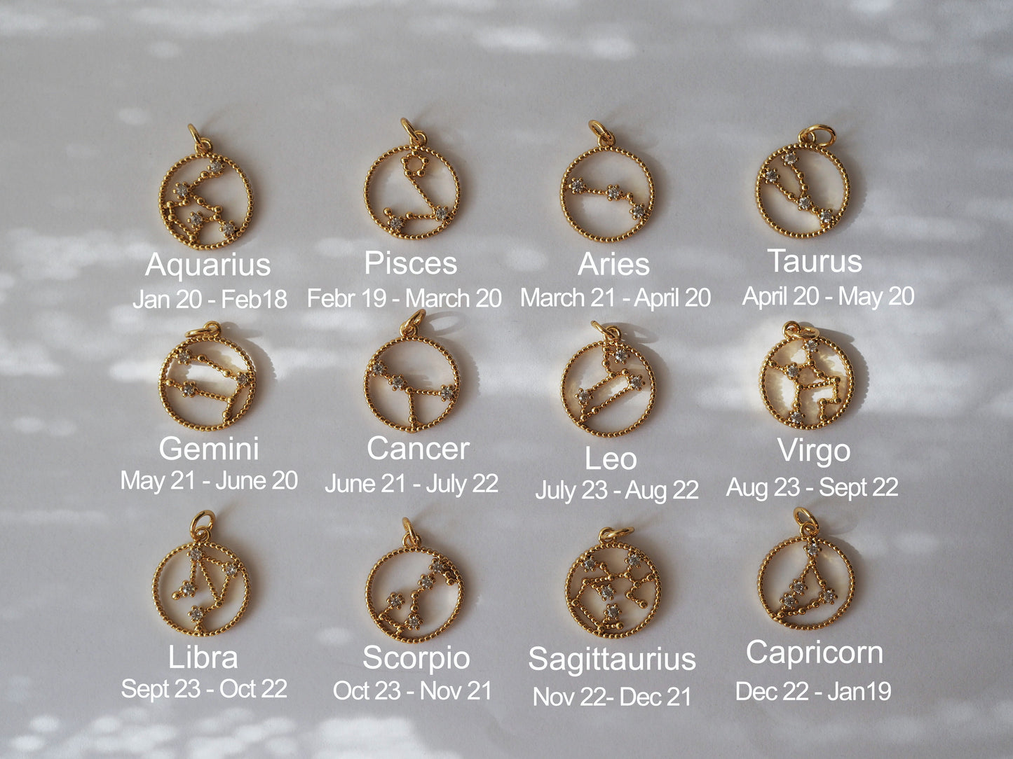 Zoya-Gold filled Zodiac Necklace, Birthstone horoscope Necklace, Constellation Necklace Birth Sign, Birthday Gift Idea