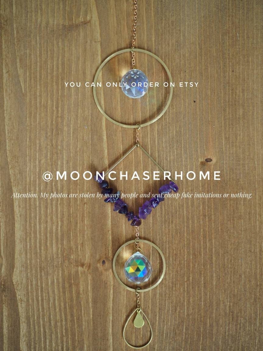 Anise crystal suncatcher with natural crystals, rainbow prism, light diffuser, boho home decoration,gift for woman, amethyst, rose quartz