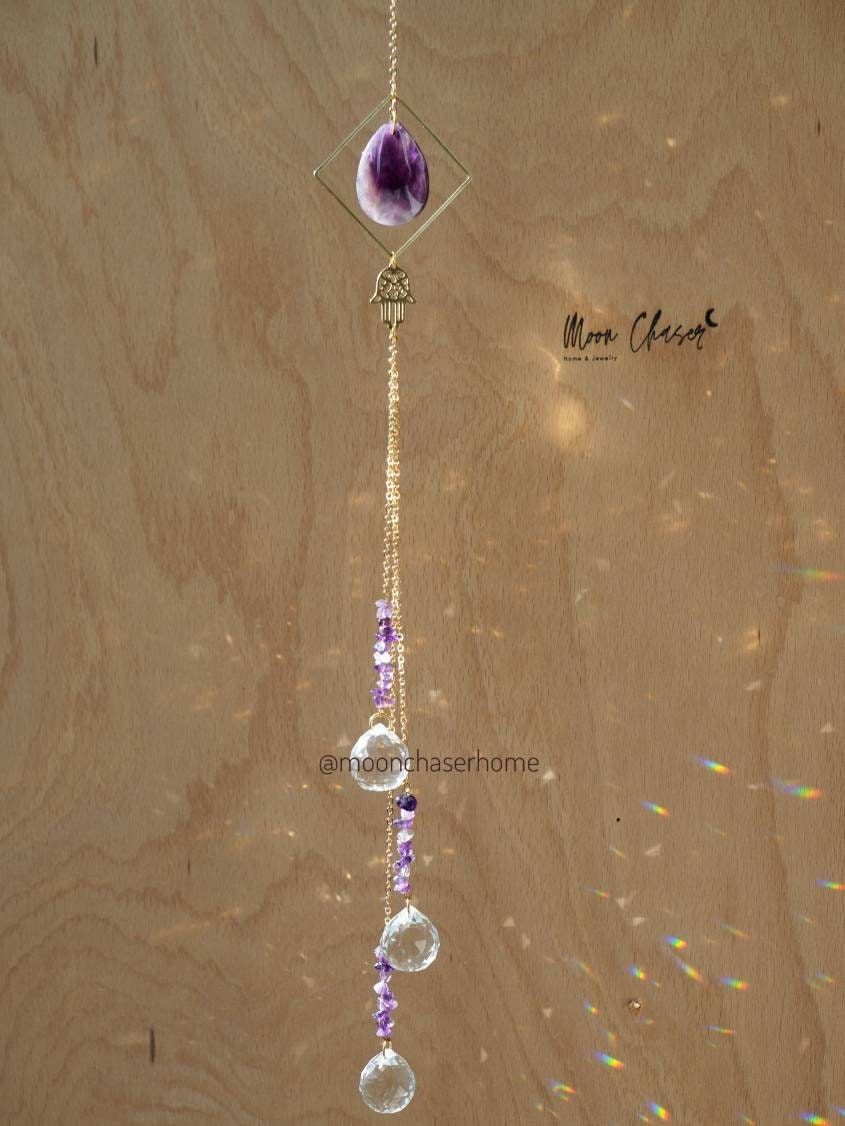 Ana suncatcher, natural crytsal and aurora borealis crystals, rainbow prism, gift for woman, home decor, housewarming gifts, light catcher