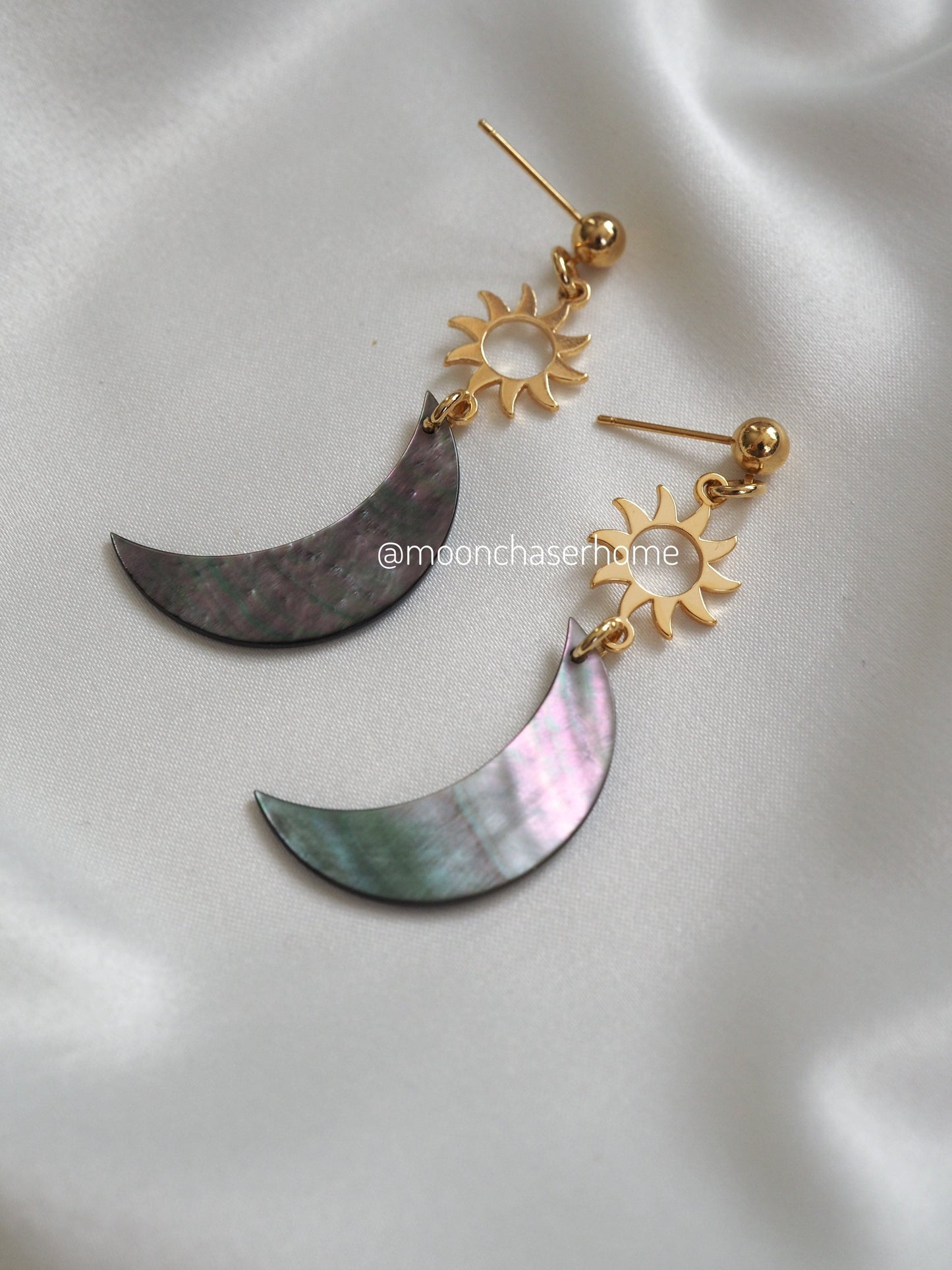18K Gold Plated earring with moon/hoop,boho earring+shell, long earrings, boheman jewelry,Birthday gift,gift for woman, celestial earring