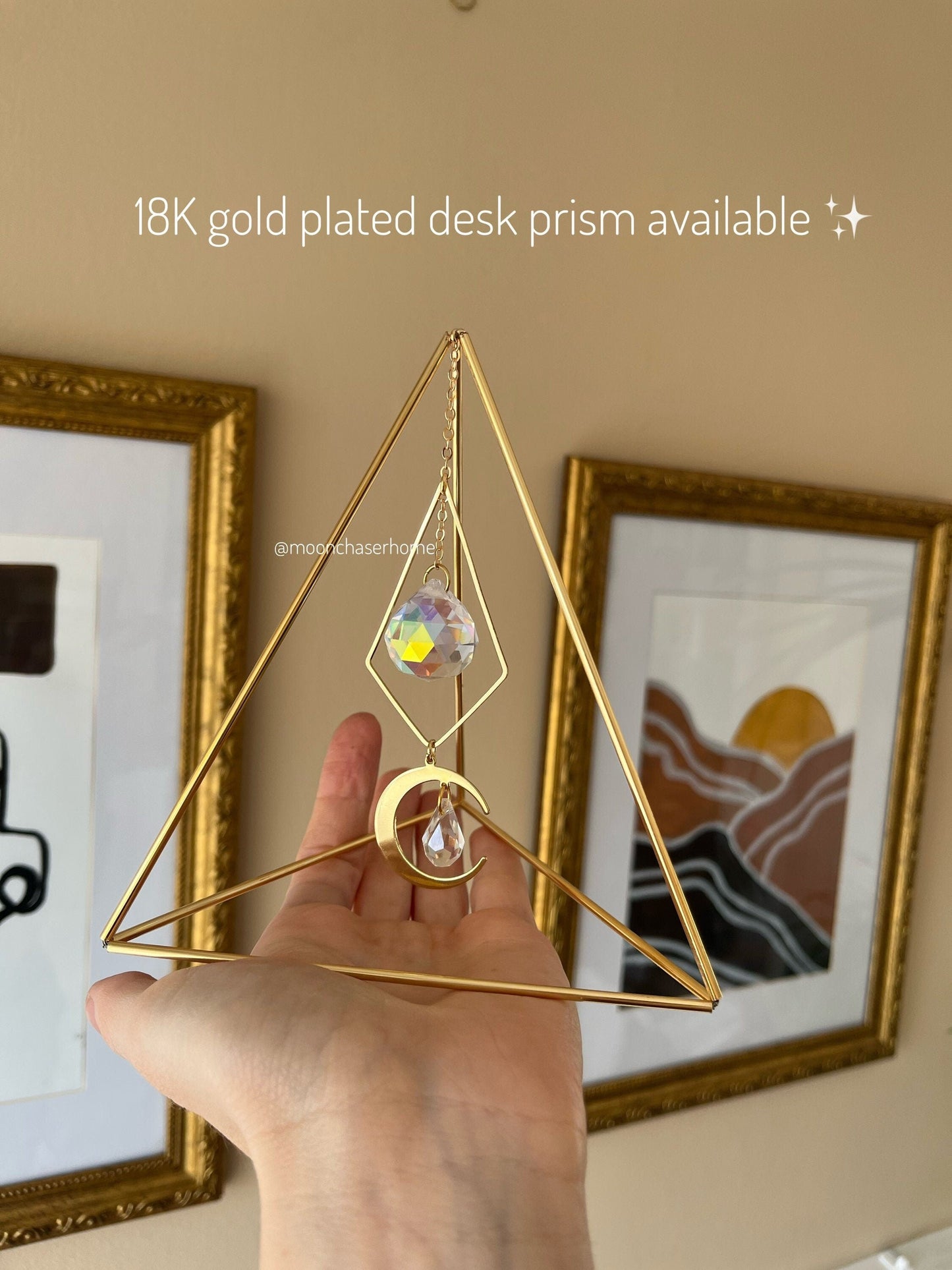 Mira&Moon triangle suncatcher desk decor, prism, rainbow prism, office decor, light diffuser, home decoration, crystal prisma