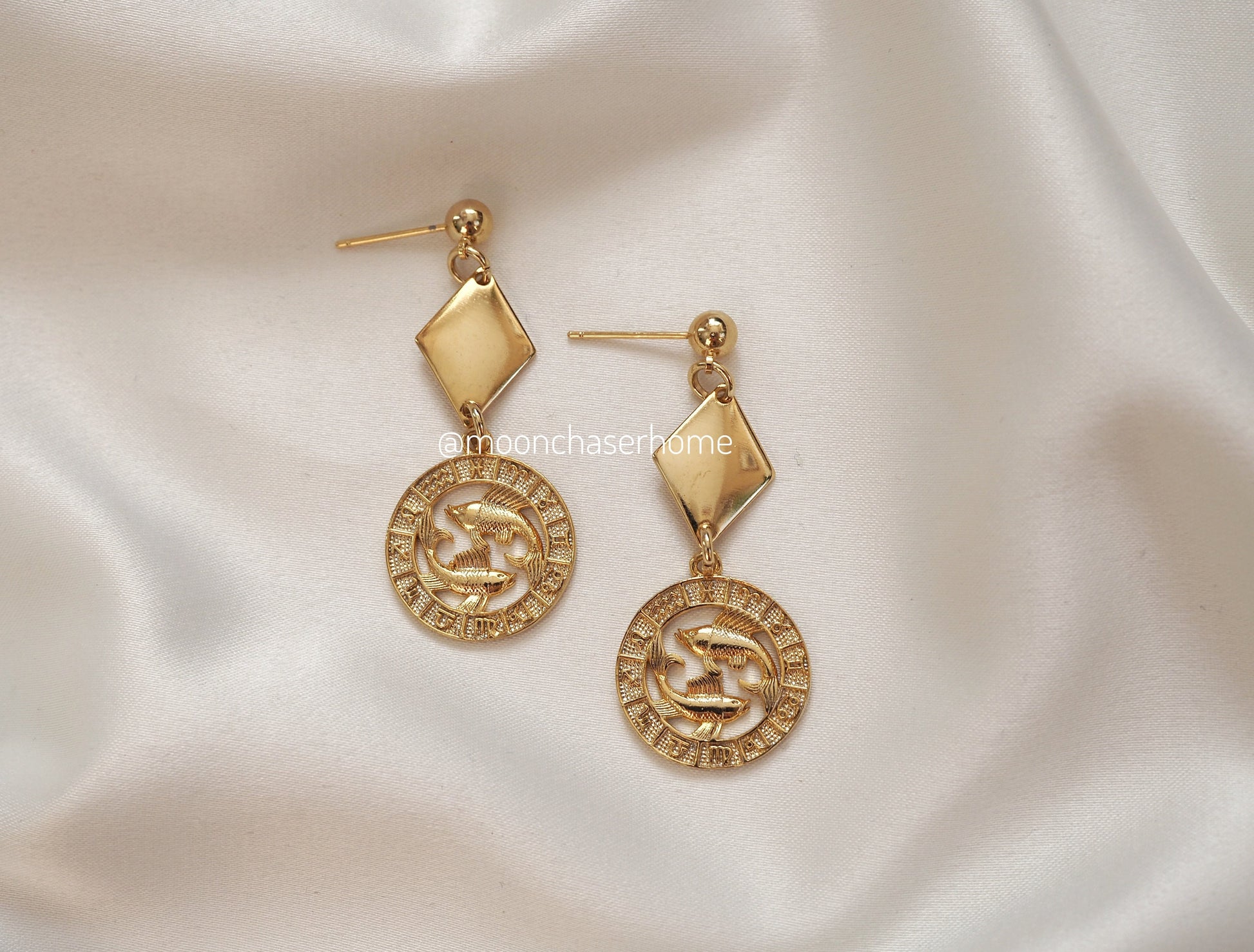 Zodiac earrings -Birthday gift-18K Gold Plated earrings,horoscope earrings, boheman jewelry,gift for woman,gift for her, gold jewelry
