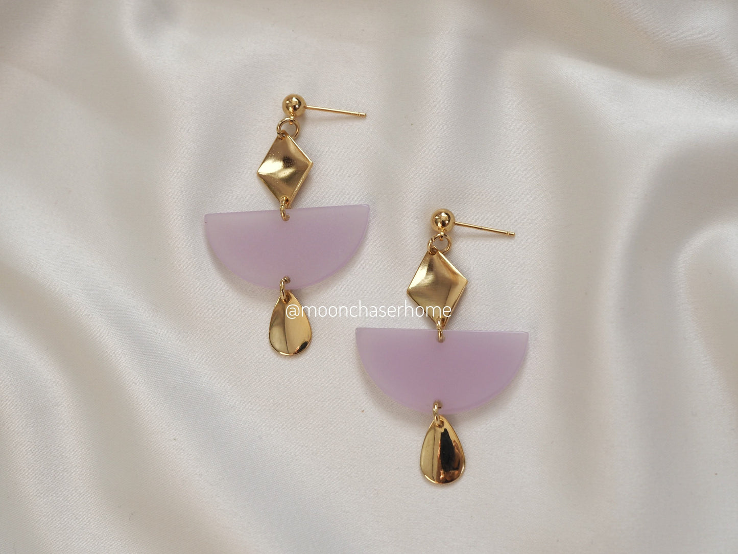 18K Gold Plated purple geometrical earrings, boho earring, long earrings, boheman jewelry,Birthday gift,gift for woman, moon earring