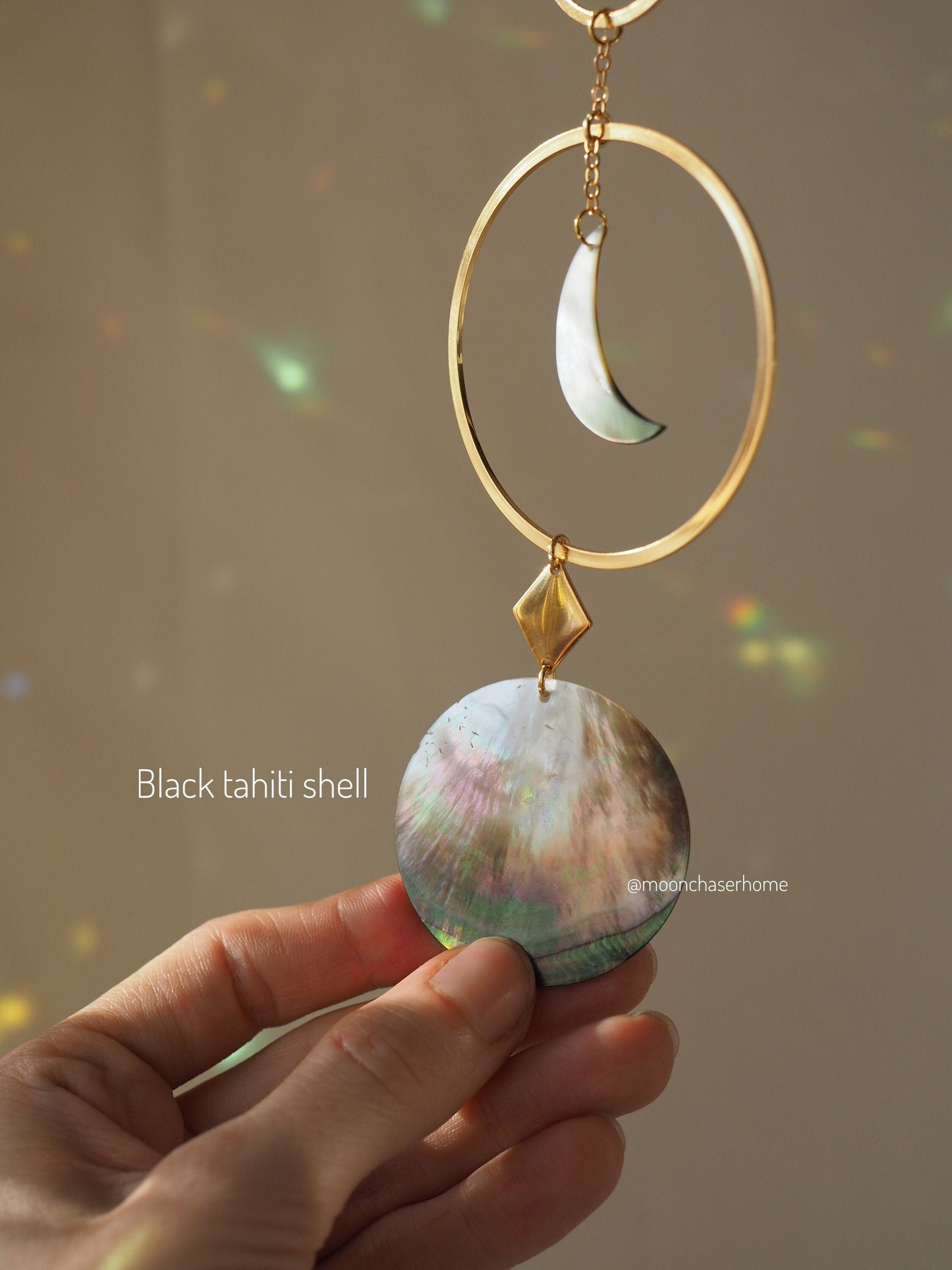 Birthday gift-Abha Black Shell suncatcher-18K GOLD PLATED suncatcher, rainbow prism, gift for her,Mother’s gift, housewarming gift