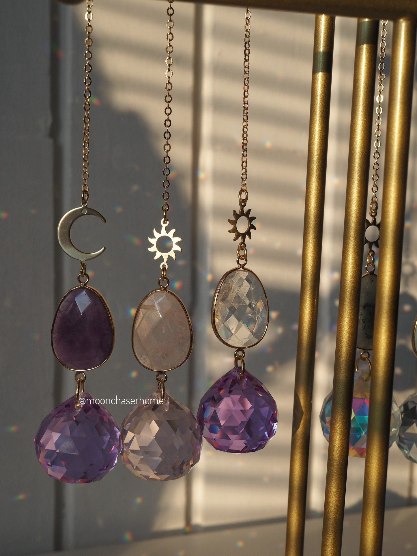 Chloe suncatcher with natural crystals / rose quartz/ amethyst /Gift for her /Birthday gift/ crystal home decor/ car charm/ gift for friend