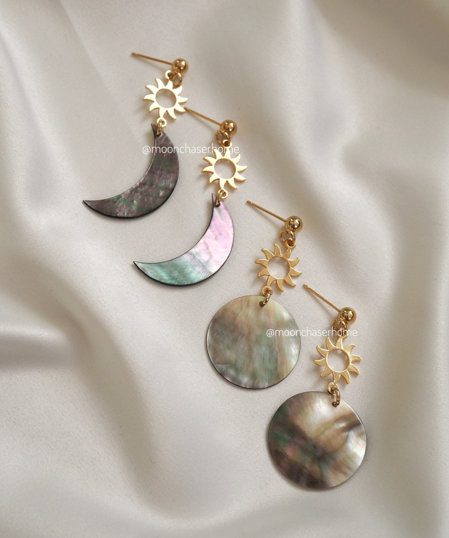 18K Gold Plated earring with moon/hoop,boho earring+shell, long earrings, boheman jewelry,Birthday gift,gift for woman, celestial earring