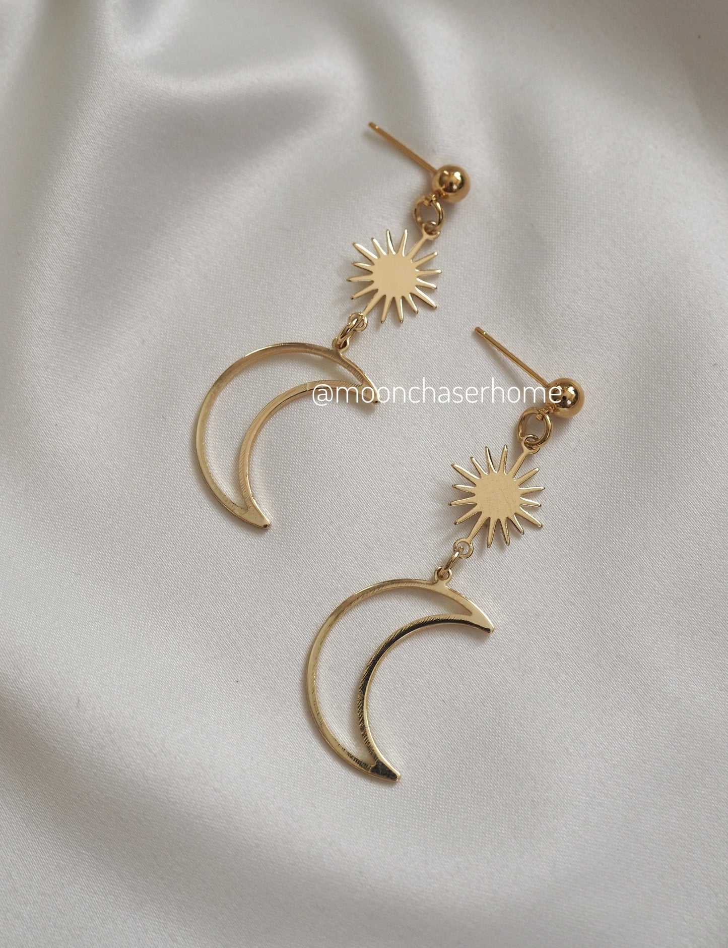 18K Gold Plated sun&moon earrings, boho earring, long earrings, boheman jewelry,Birthday gift,gift for woman, moon earring,celestial jewelry