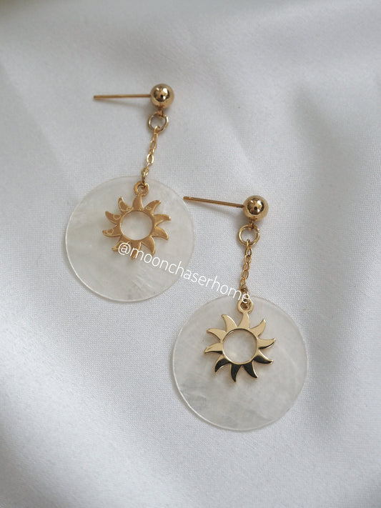 18K Gold Plated sun/shell earrings, boho earring, long earrings, boheman jewelry,Birthday gift,gift for woman, simple earring, jewelry