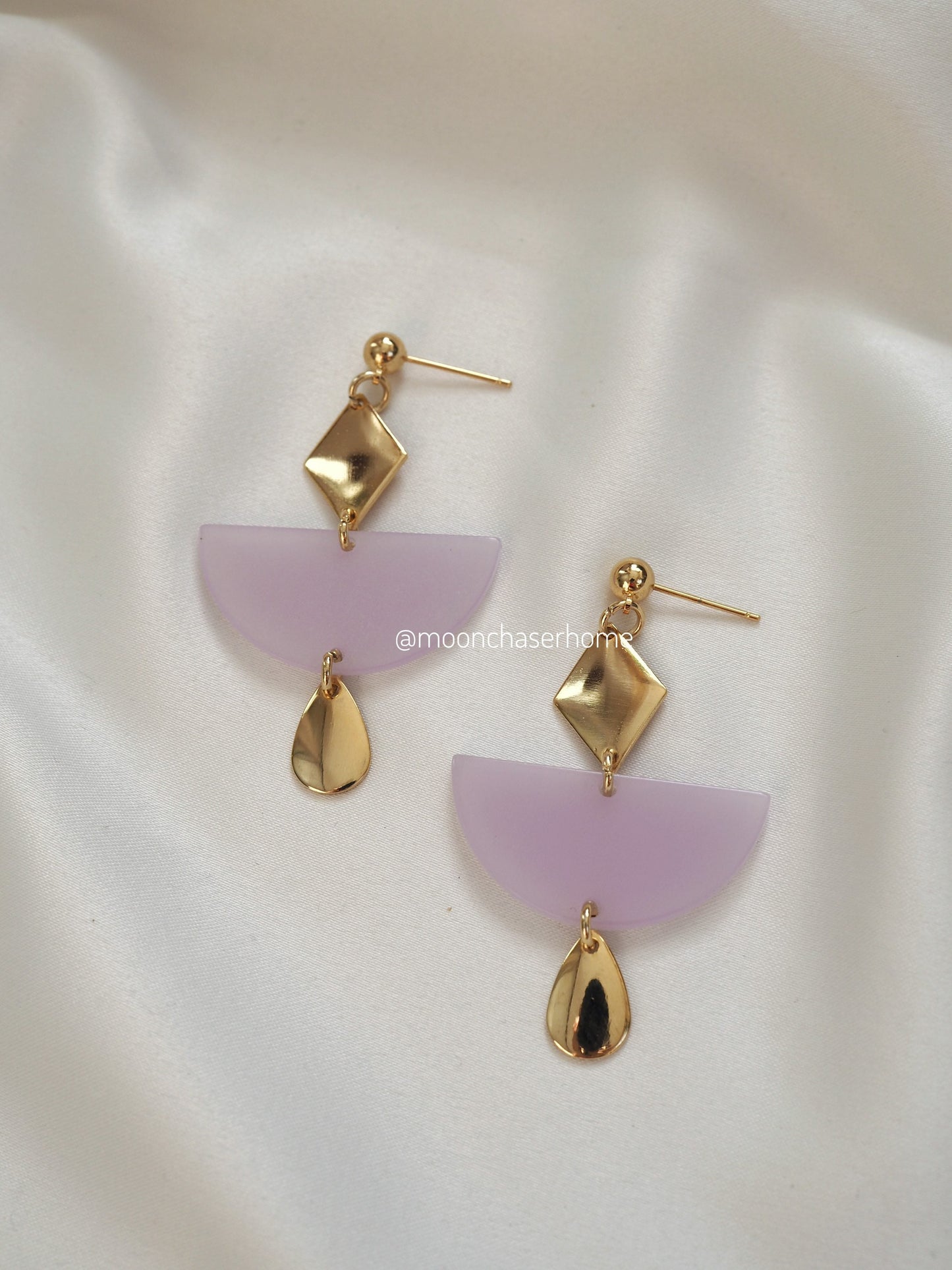 18K Gold Plated purple geometrical earrings, boho earring, long earrings, boheman jewelry,Birthday gift,gift for woman, moon earring