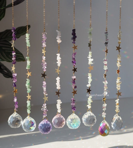 Gemstone,Crystal suncatchers+stars, aurora borealis crystals,gift for woman, birthday gift, housewarming gift