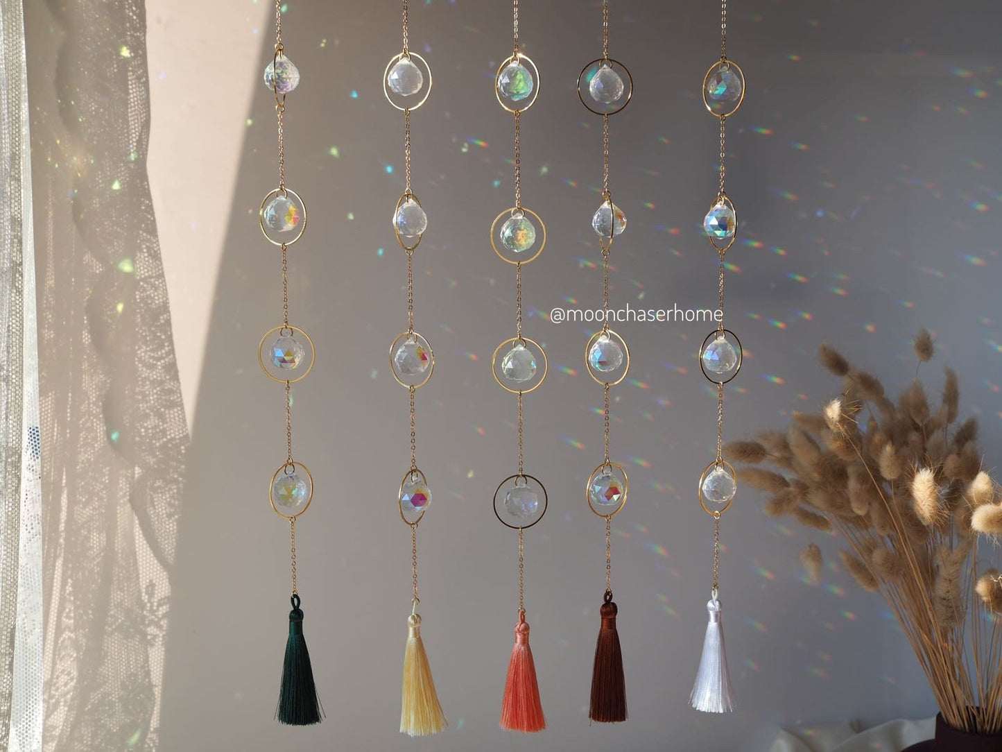 Semira crystal long 24K GOLD PLATED sun catcher, rainbow prism, home decoration, Birthday gift, Housewarming gift