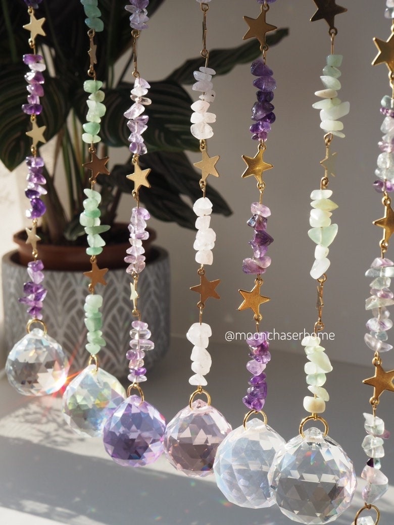 Gemstone,Crystal suncatchers+stars, aurora borealis crystals,gift for woman, birthday gift, housewarming gift
