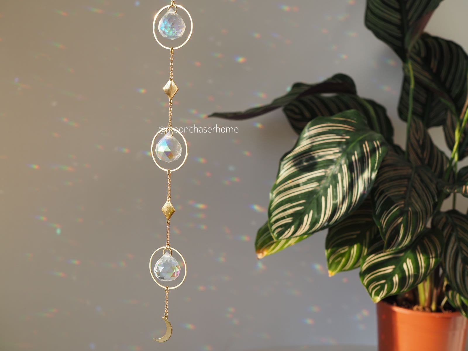 Housewarming gift-Tosca elegant 18K GOLD PLATED sun catcher, rainbow prism, gift for her,light diffuser,window  decoration,Birthday gift