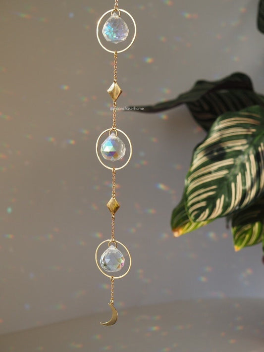 Housewarming gift-Tosca elegant 18K GOLD PLATED sun catcher, rainbow prism, gift for her,light diffuser,window  decoration,Birthday gift
