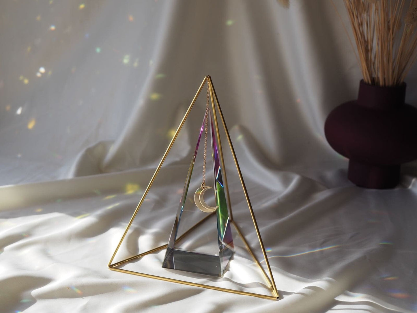 Big glass triangle rainbow prism, desk decor, geometric decor, suncatcher, office decor, light diffuser,home decoration, Christmas gift idea