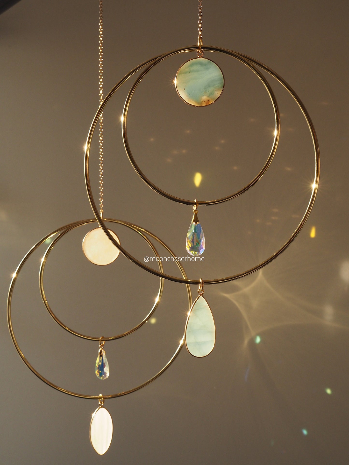 Miya-15cm 5,9" gold hoop crystal hanging decor
