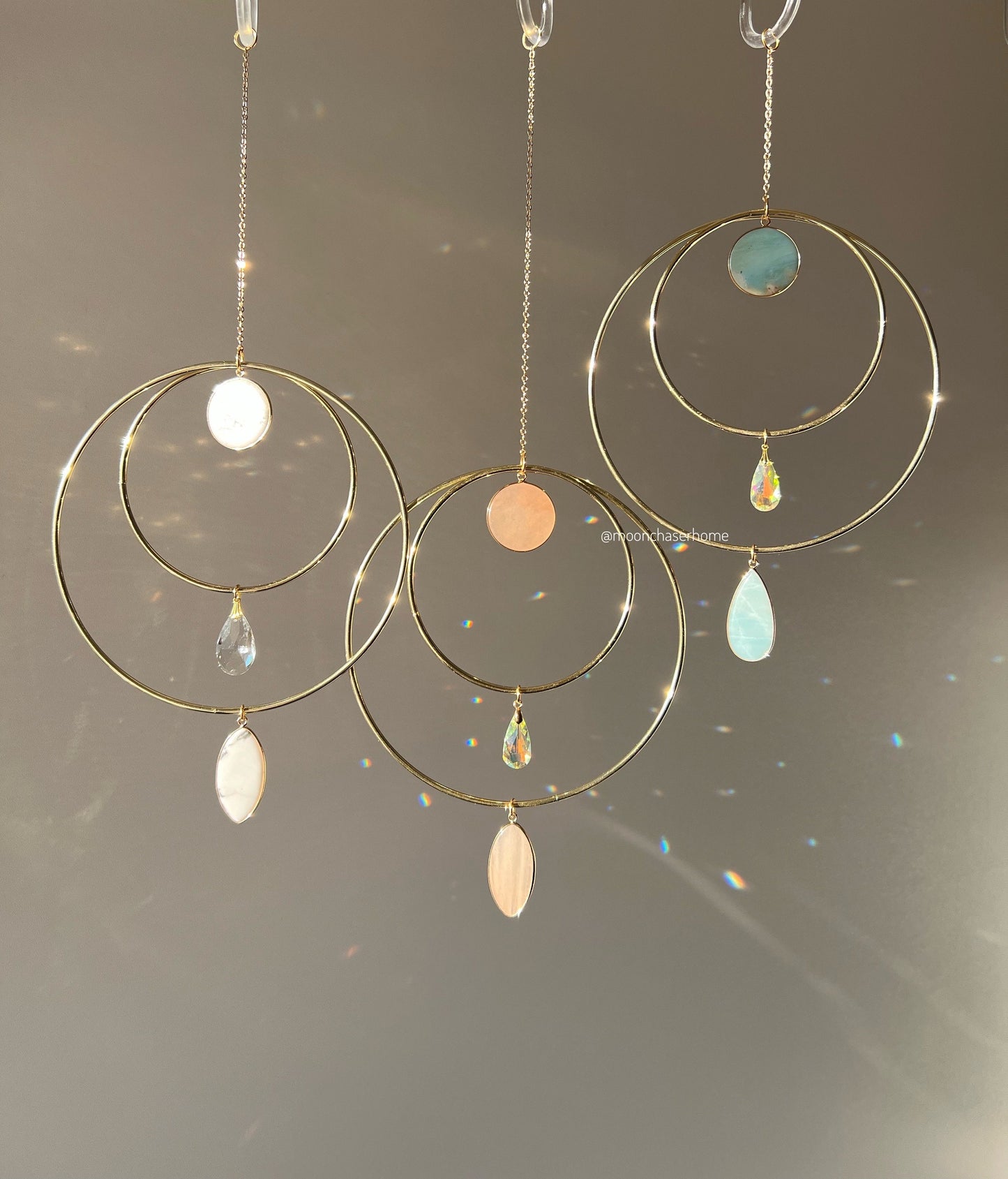 Miya-15cm 5,9" gold hoop crystal hanging decor