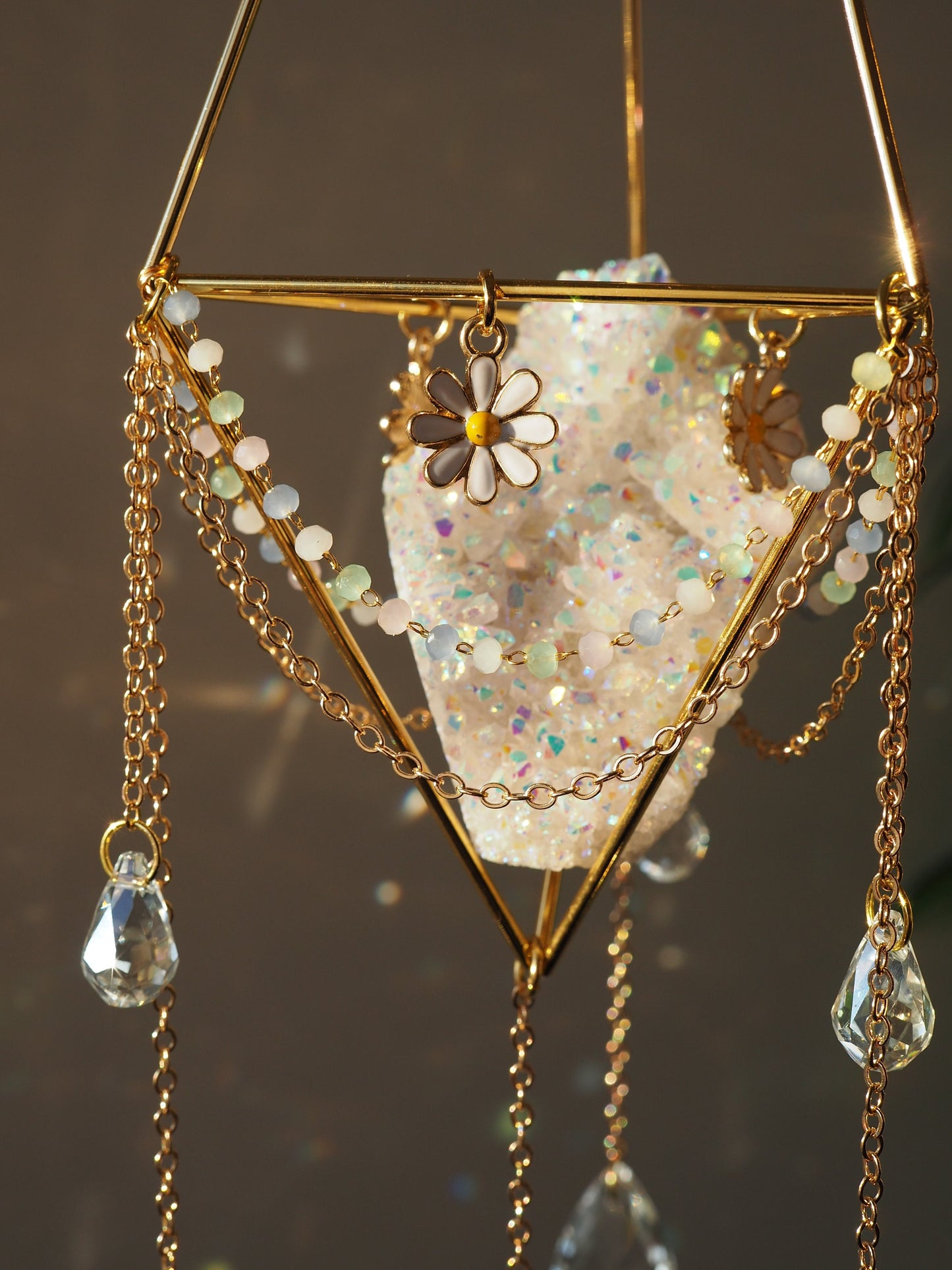 Daisy pendant Suncatcher Spring home decor gemstones for Mother's day gift for Mom