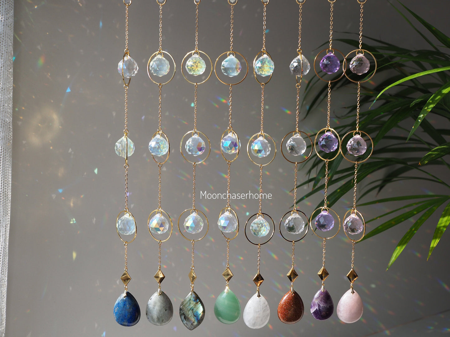 Kofun suncatcher, natural crytsal and aurora borealis crystals, Birthday gift, rainbow prism, gift for her, home decor, housewarming gifts