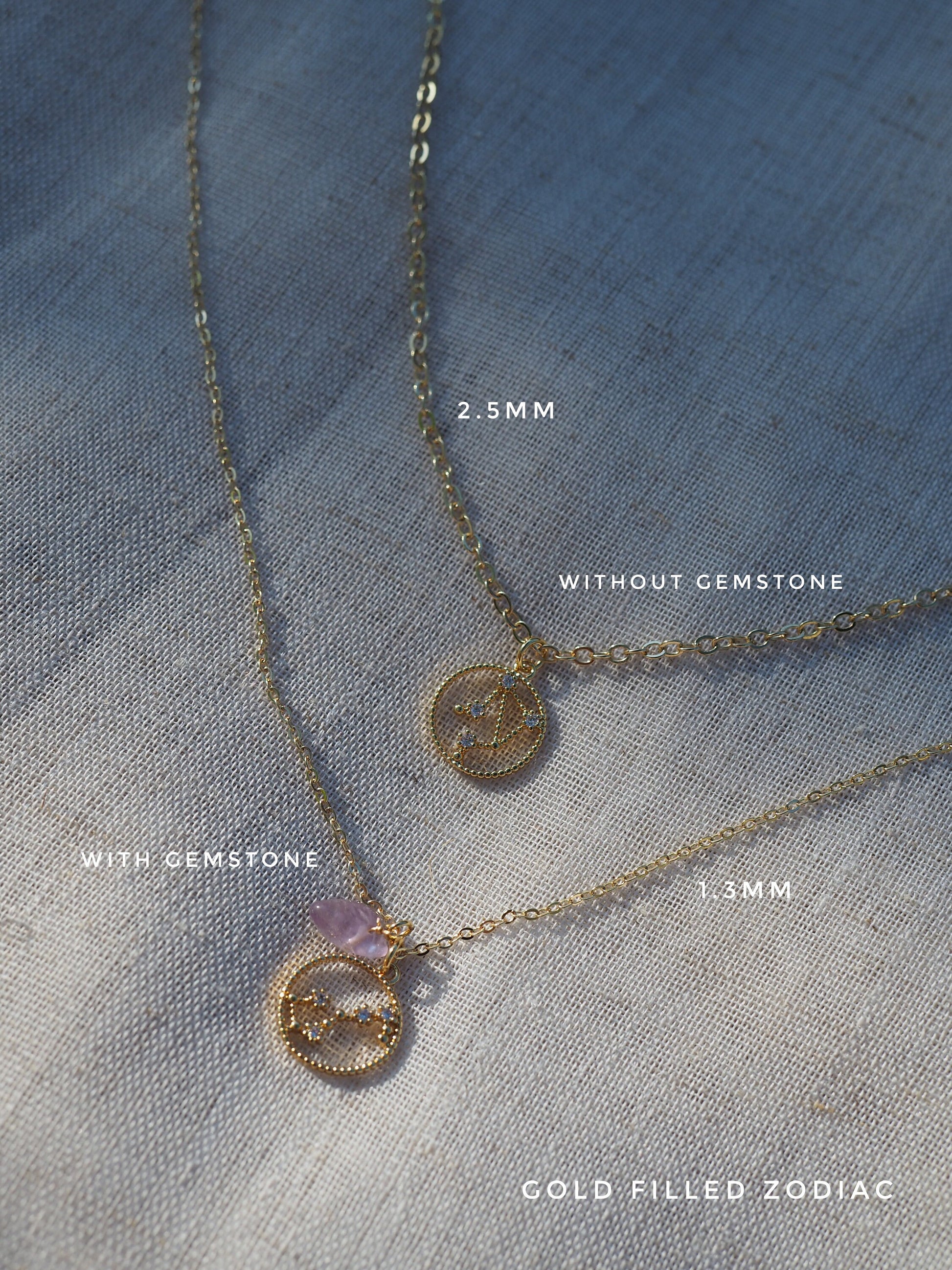 Gold filled Zodiac Necklace, Birthstone horoscope Necklace, Constellation Necklace Birth Sign, Christmas Gift Idea